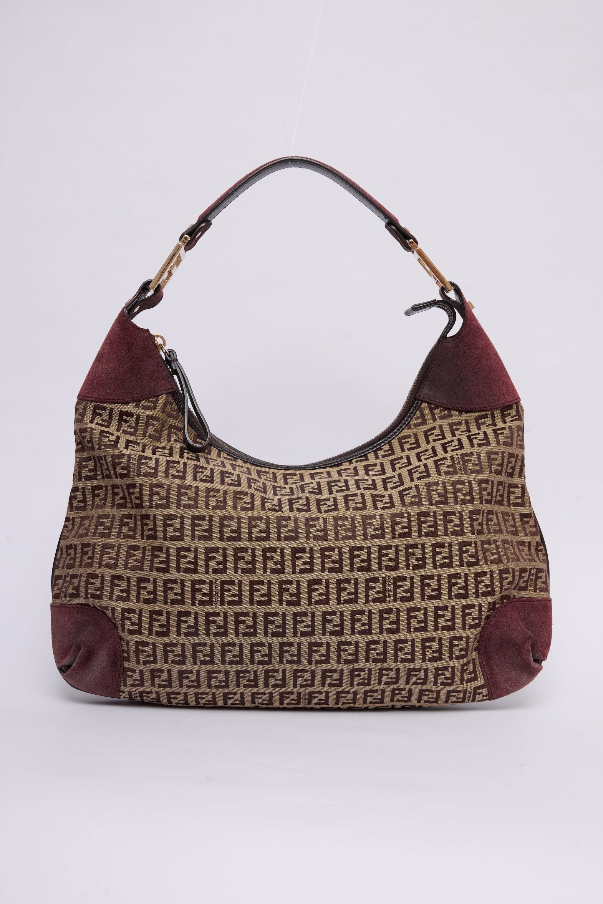 FENDI ZUCCHINO VELVET & CANVAS HOBO