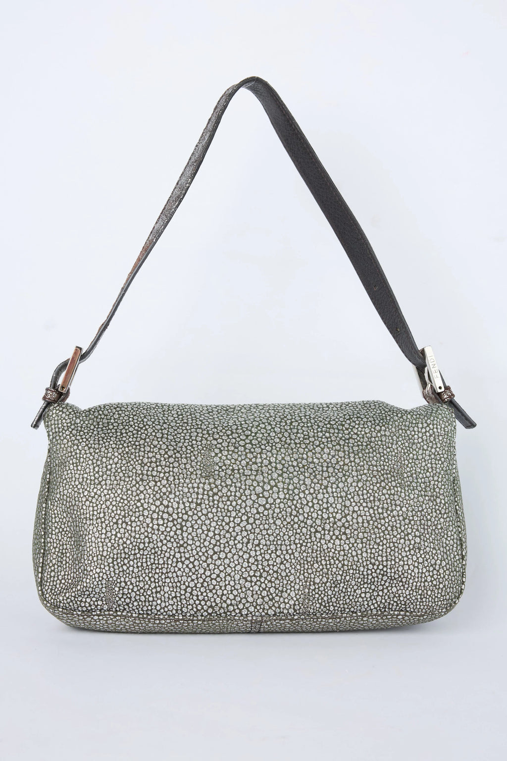 FENDI SILVER PEBBLED BAGUETTE