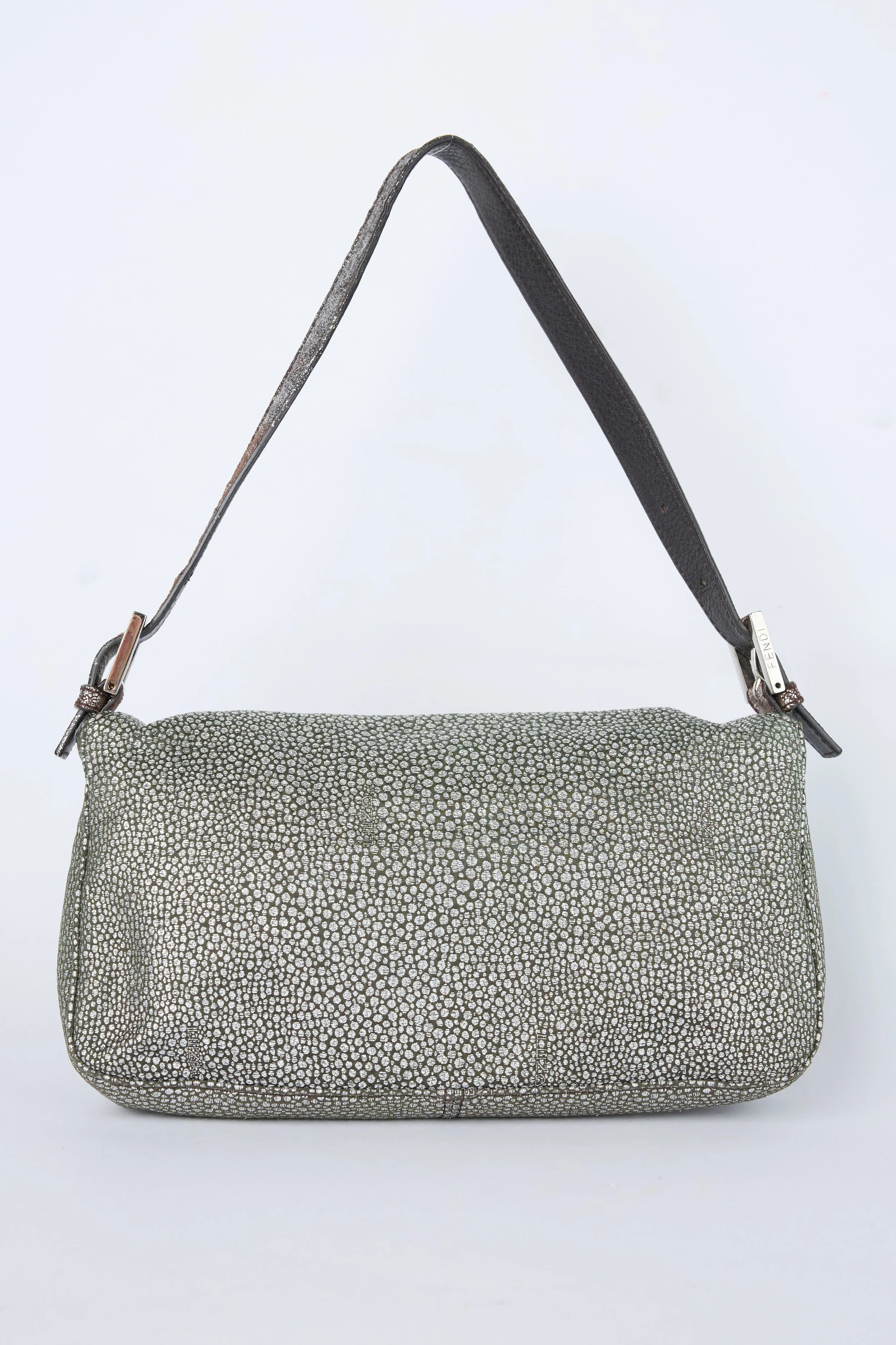 FENDI SILVER PEBBLED BAGUETTE