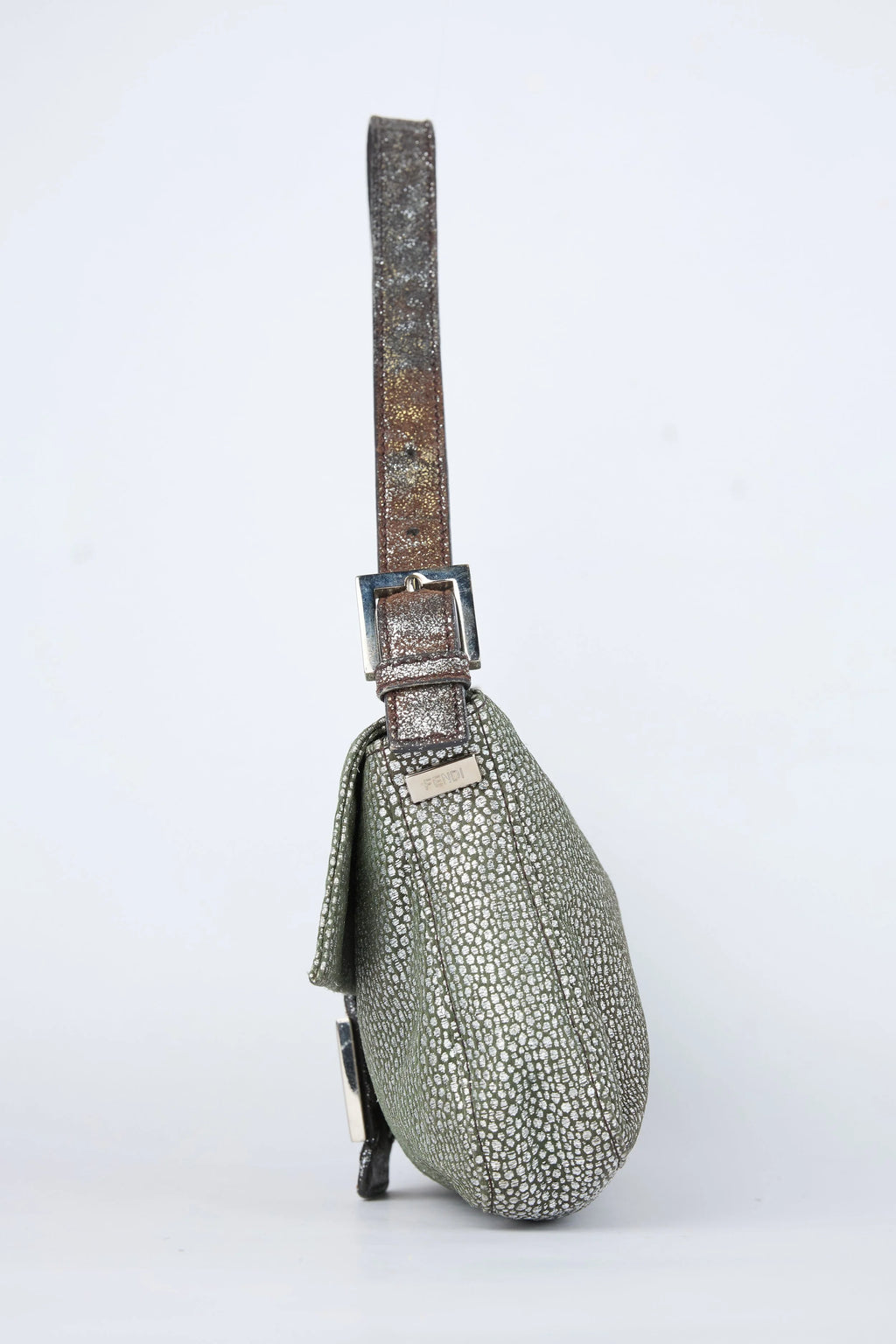 FENDI SILVER PEBBLED BAGUETTE