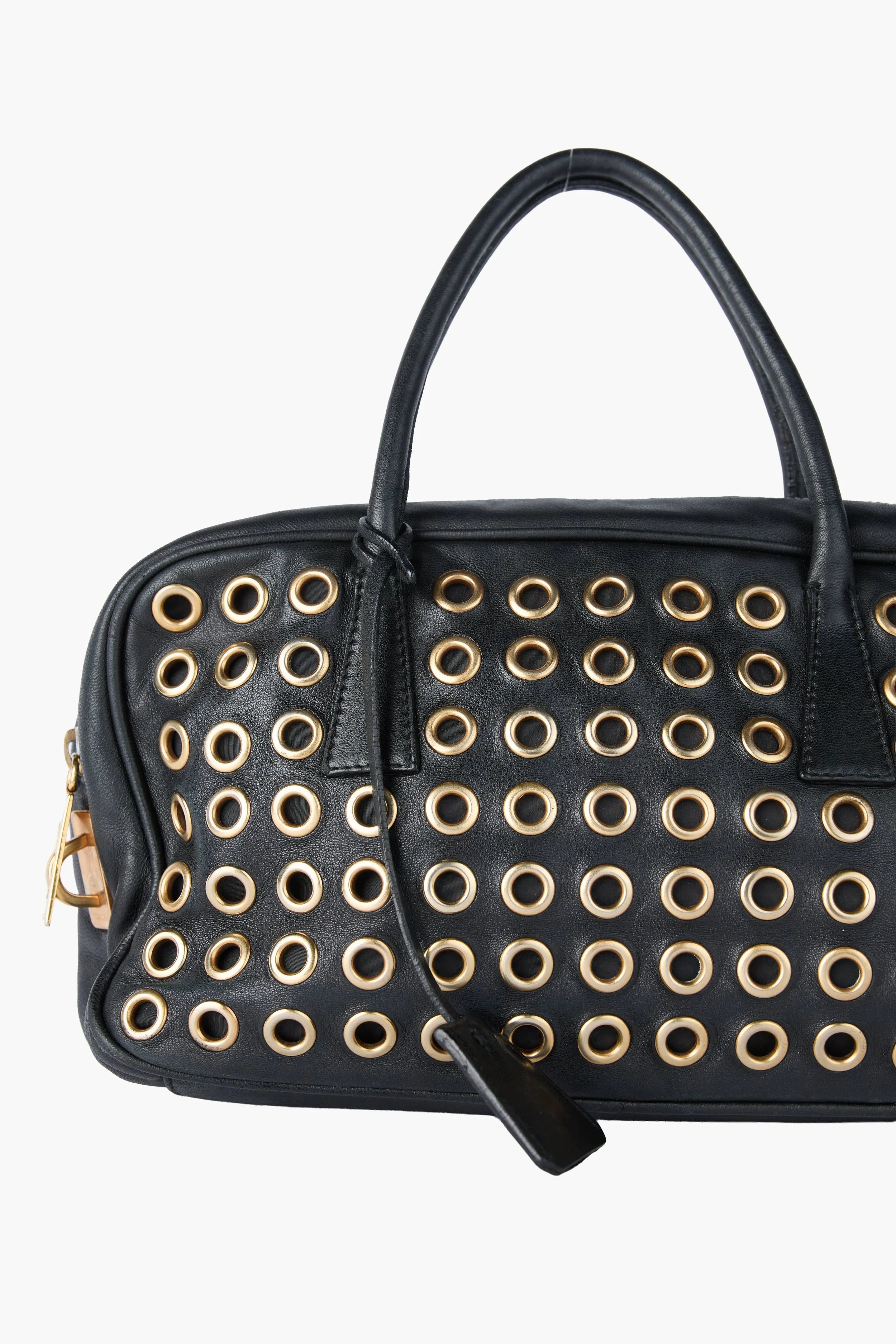 Prada Grommet Bauletto Black Bag