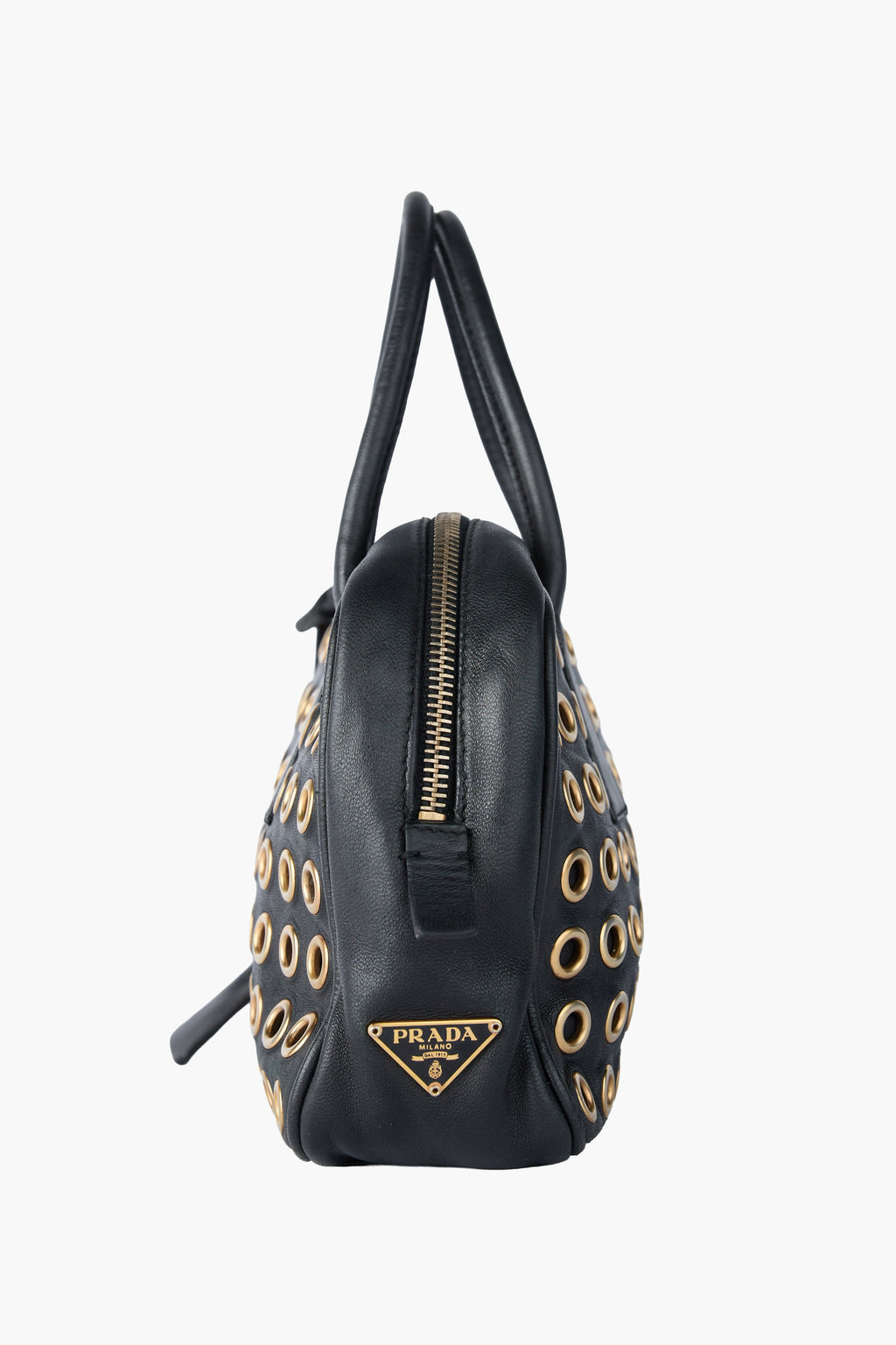 Prada Grommet Bauletto Black Bag