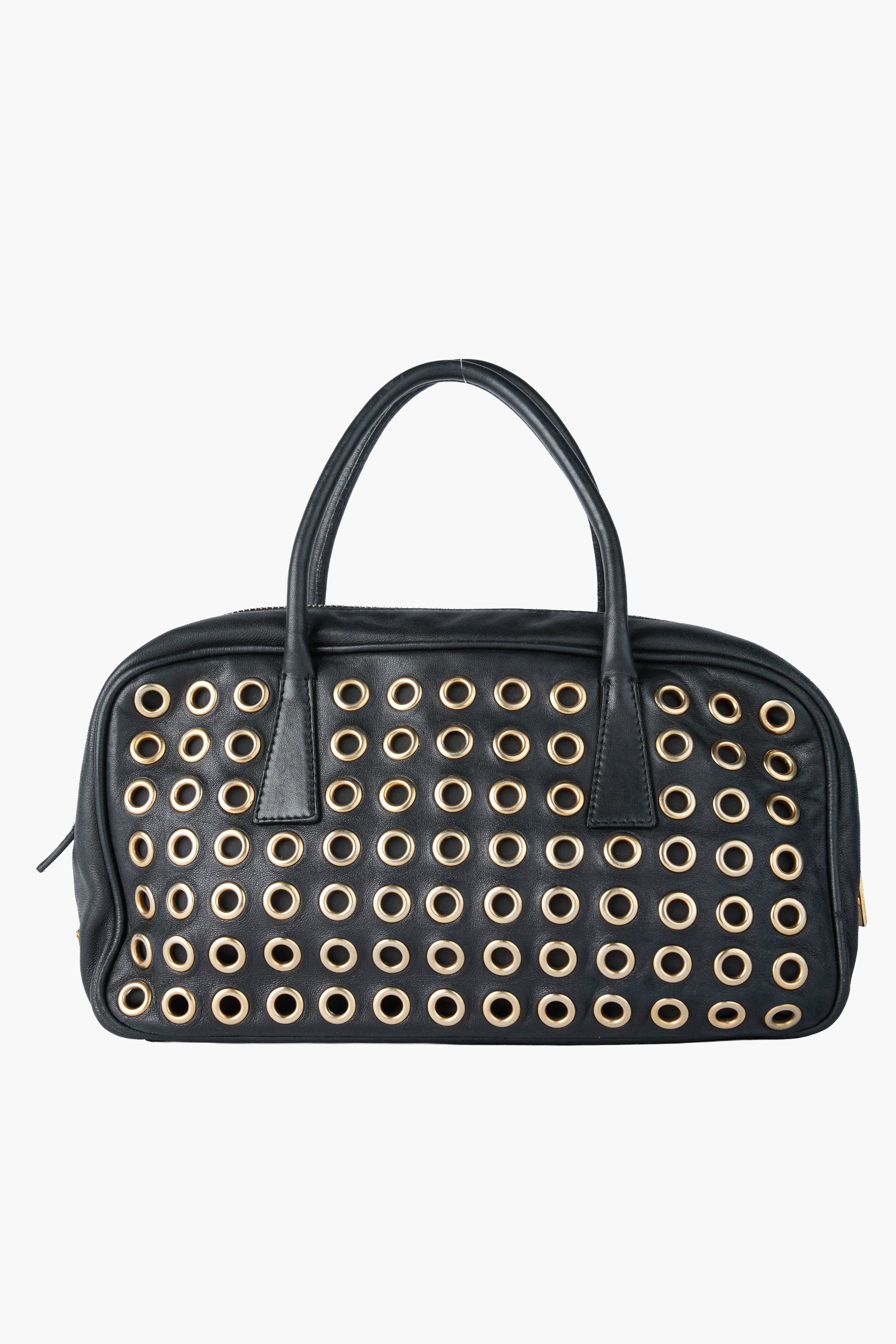 Prada Grommet Bauletto Black Bag