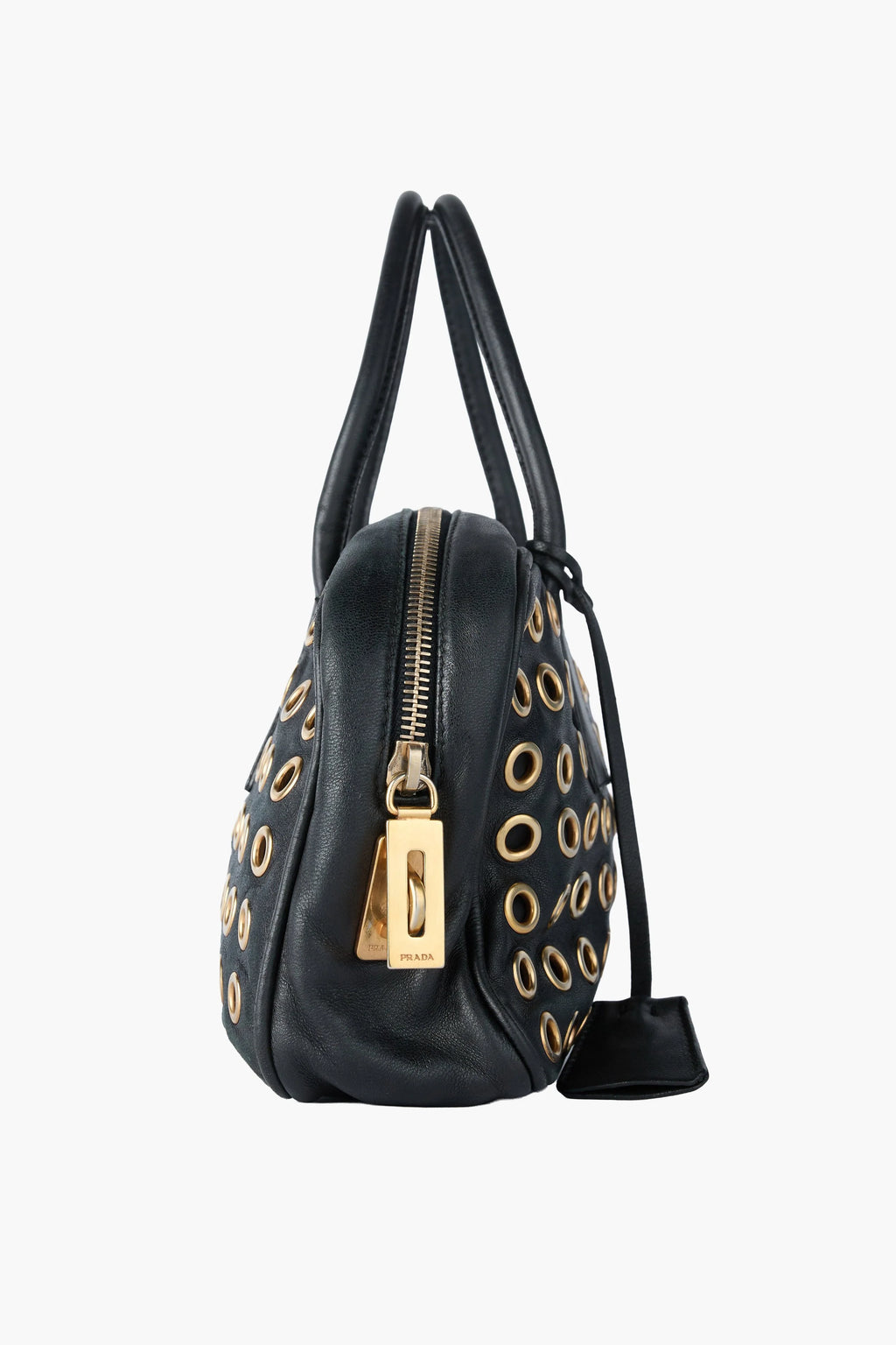 Prada Grommet Bauletto Black Bag