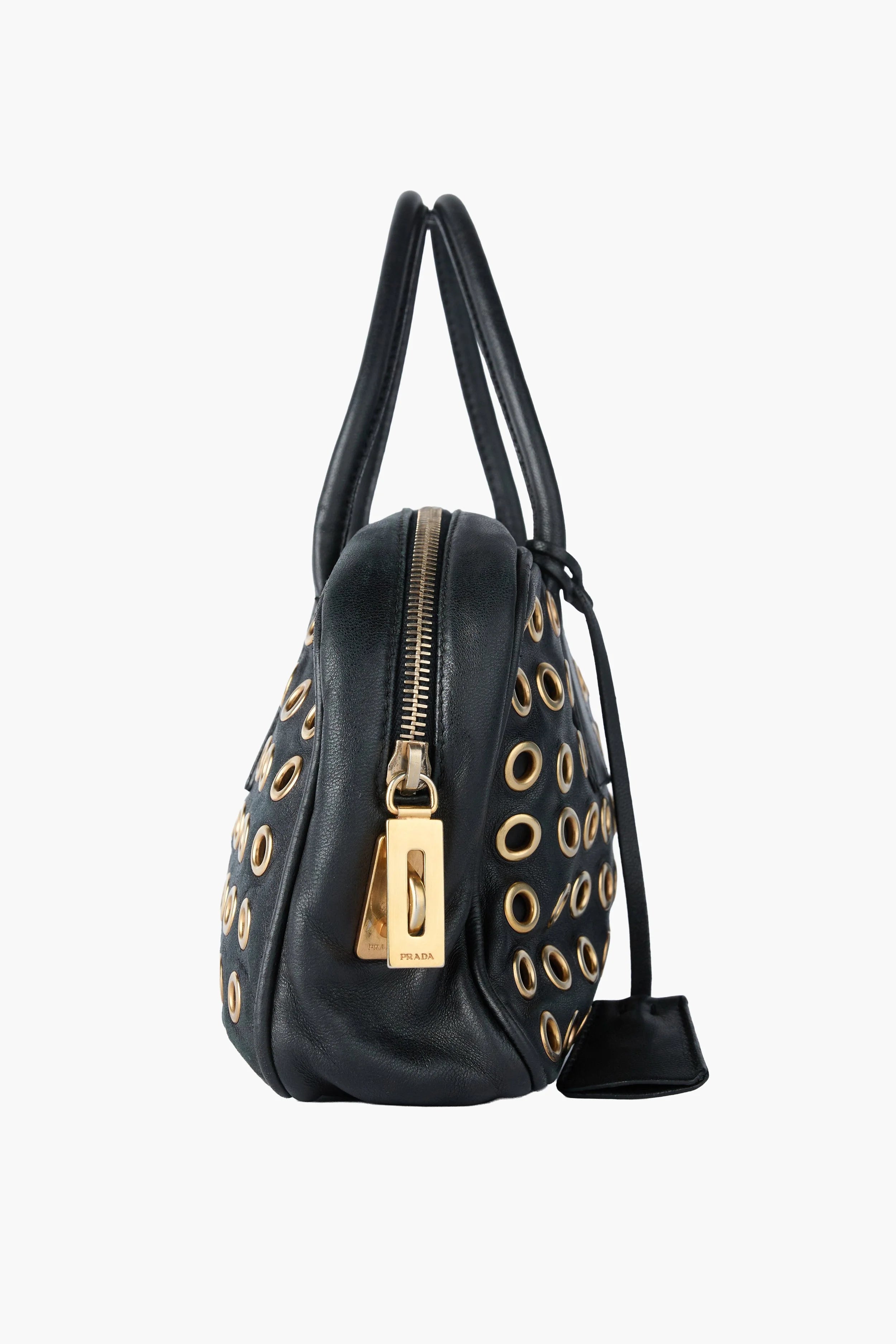 Prada Grommet Bauletto Black Bag