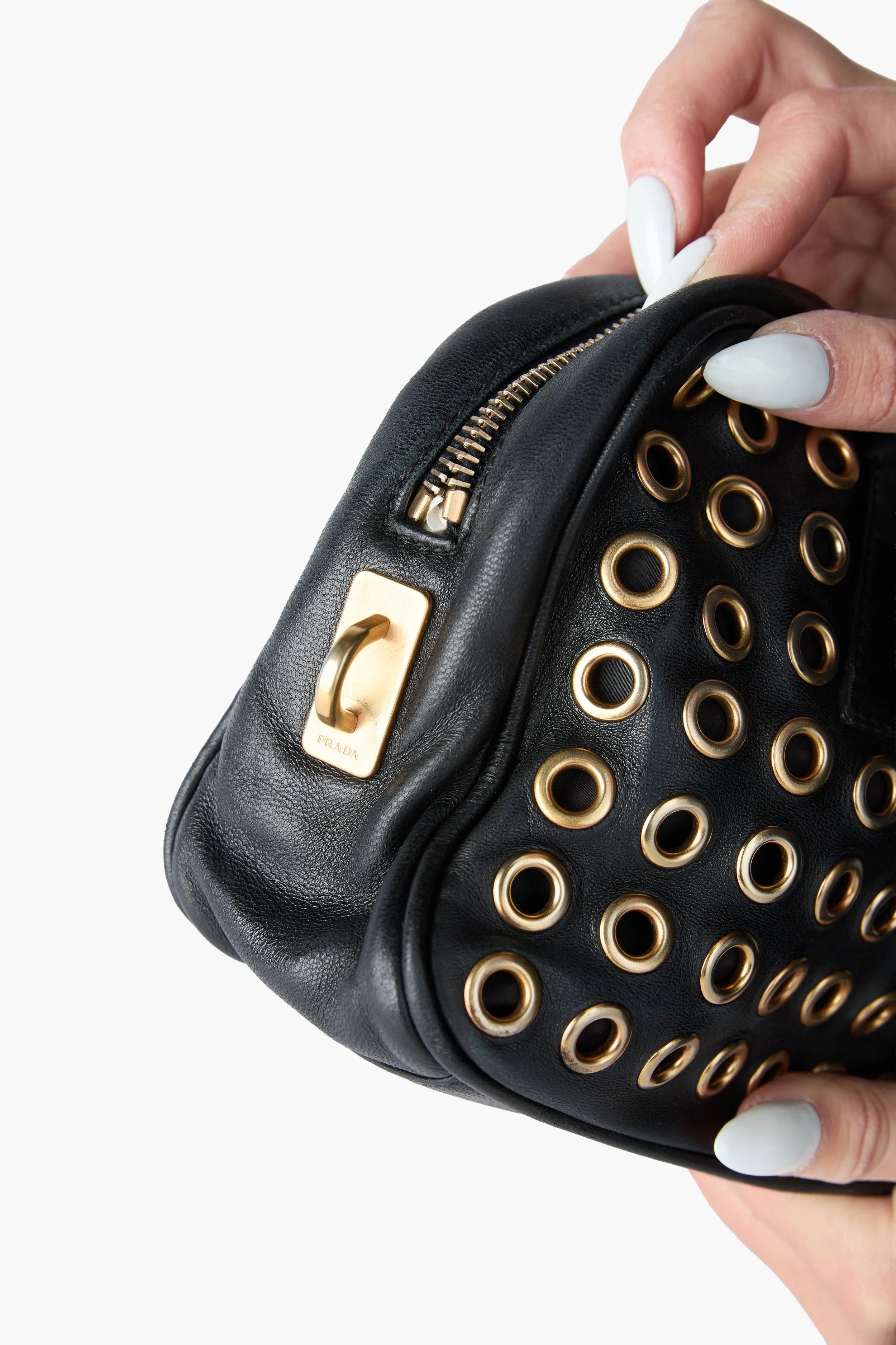Prada Grommet Bauletto Black Bag