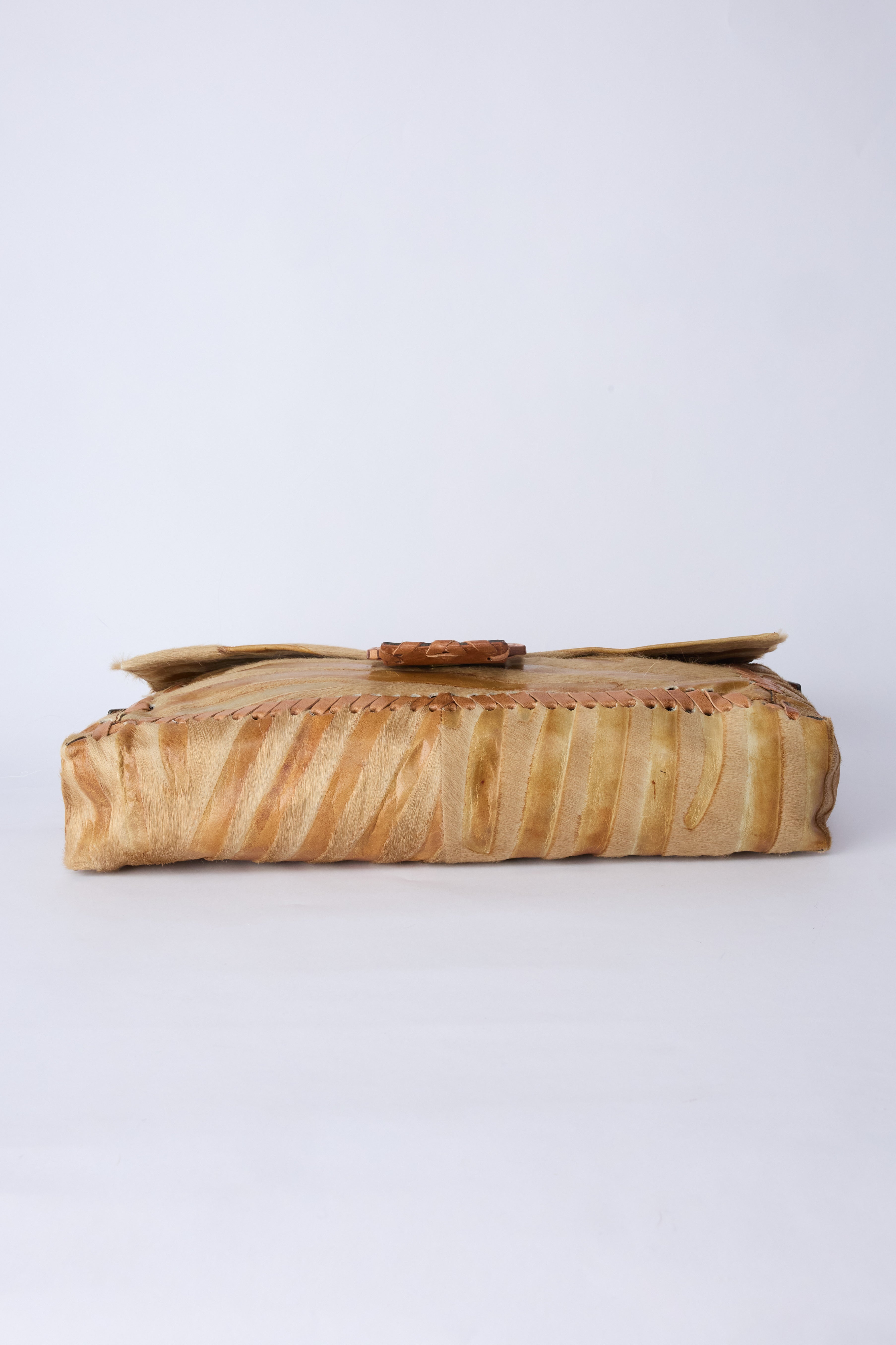 FENDI STRIPED JUMBO PONYHAIR BAGUETTE