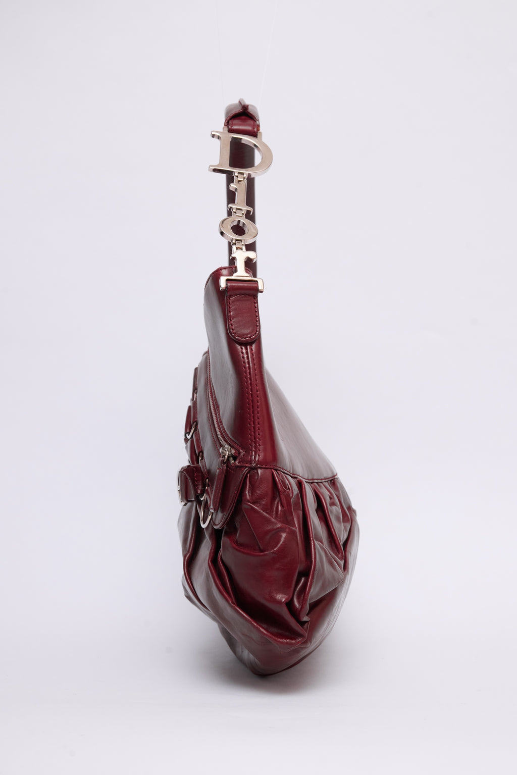 DIOR BURGUNDY LEATHER CORSET BALLET BAG