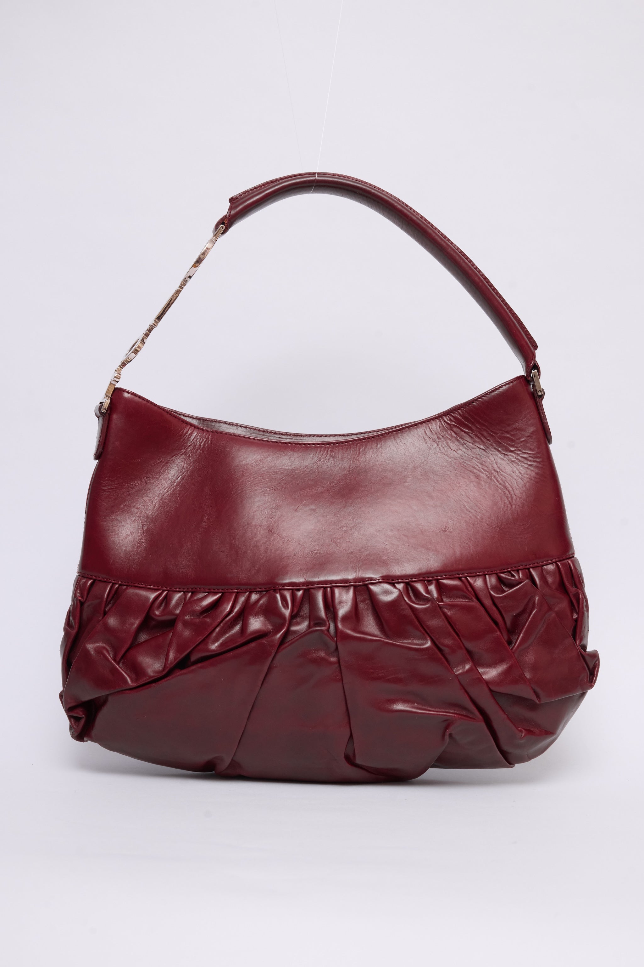 DIOR BURGUNDY LEATHER CORSET BALLET BAG