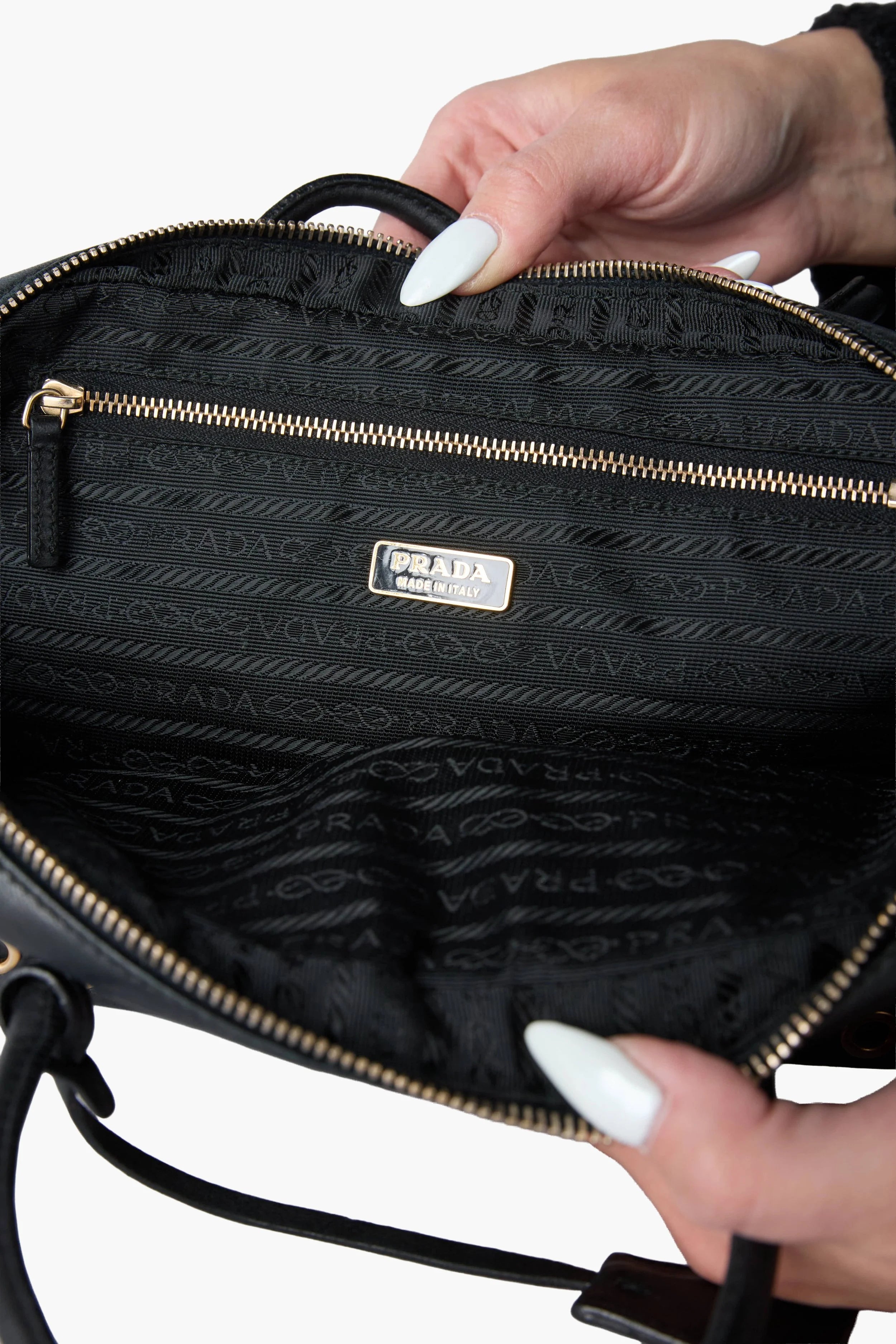 Prada Grommet Bauletto Black Bag