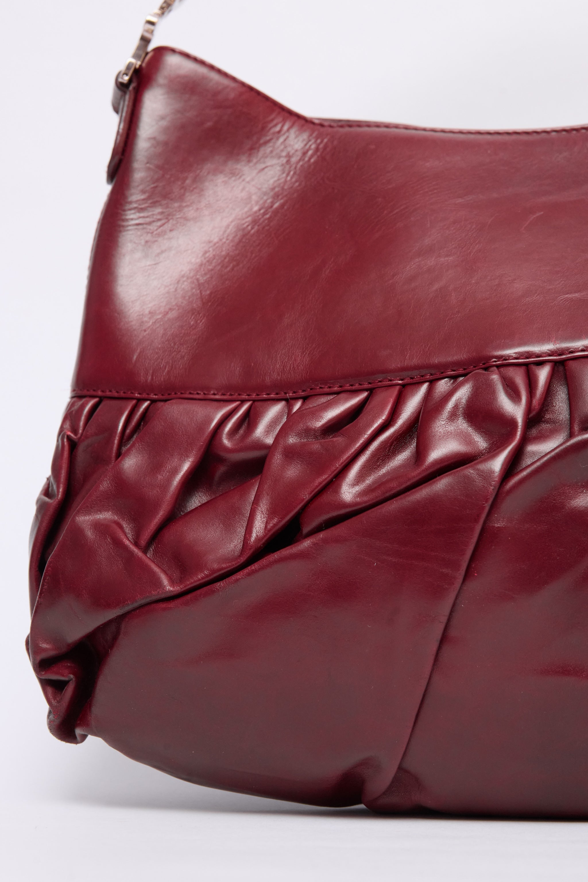 DIOR BURGUNDY LEATHER CORSET BALLET BAG