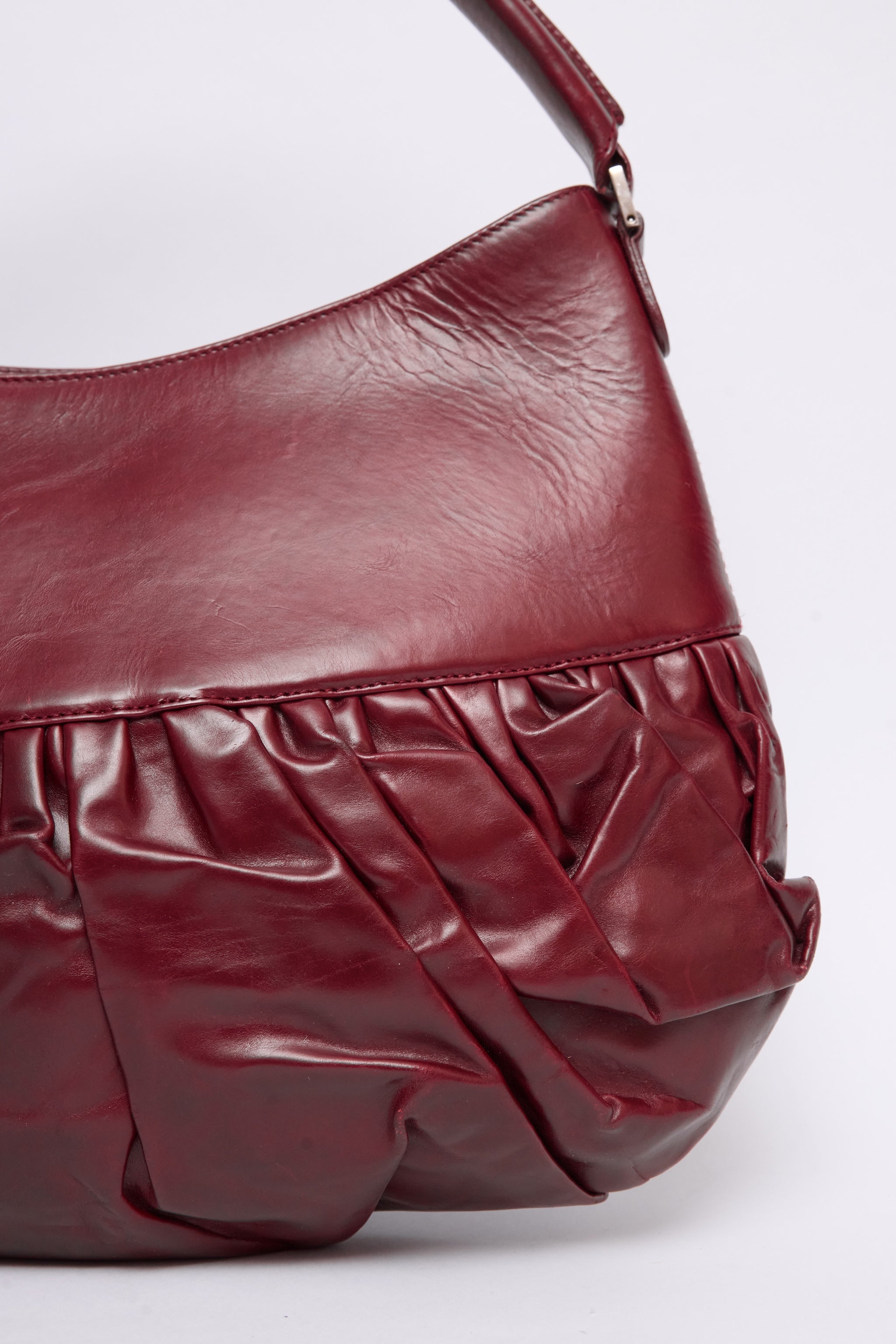 DIOR BURGUNDY LEATHER CORSET BALLET BAG