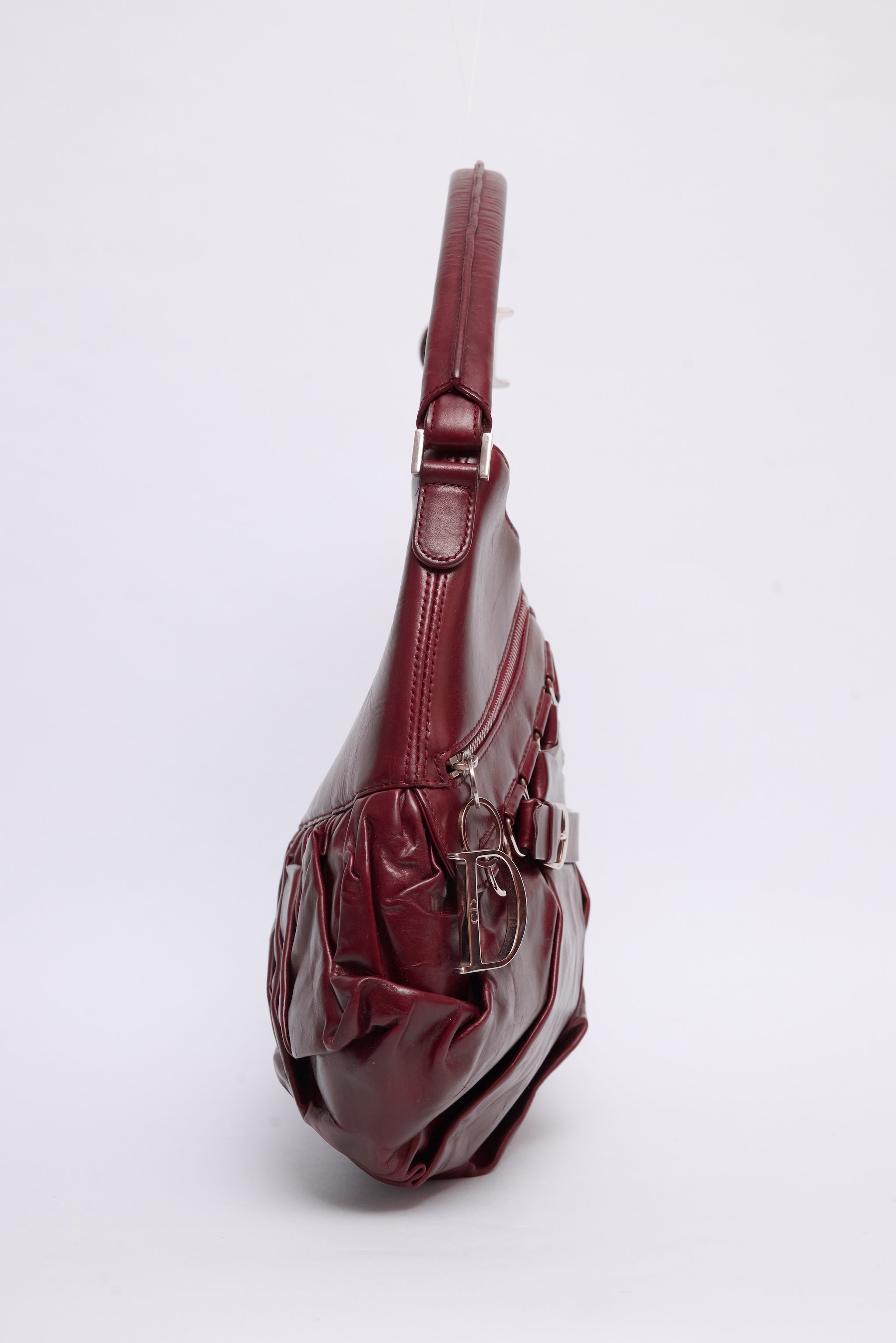 DIOR BURGUNDY LEATHER CORSET BALLET BAG