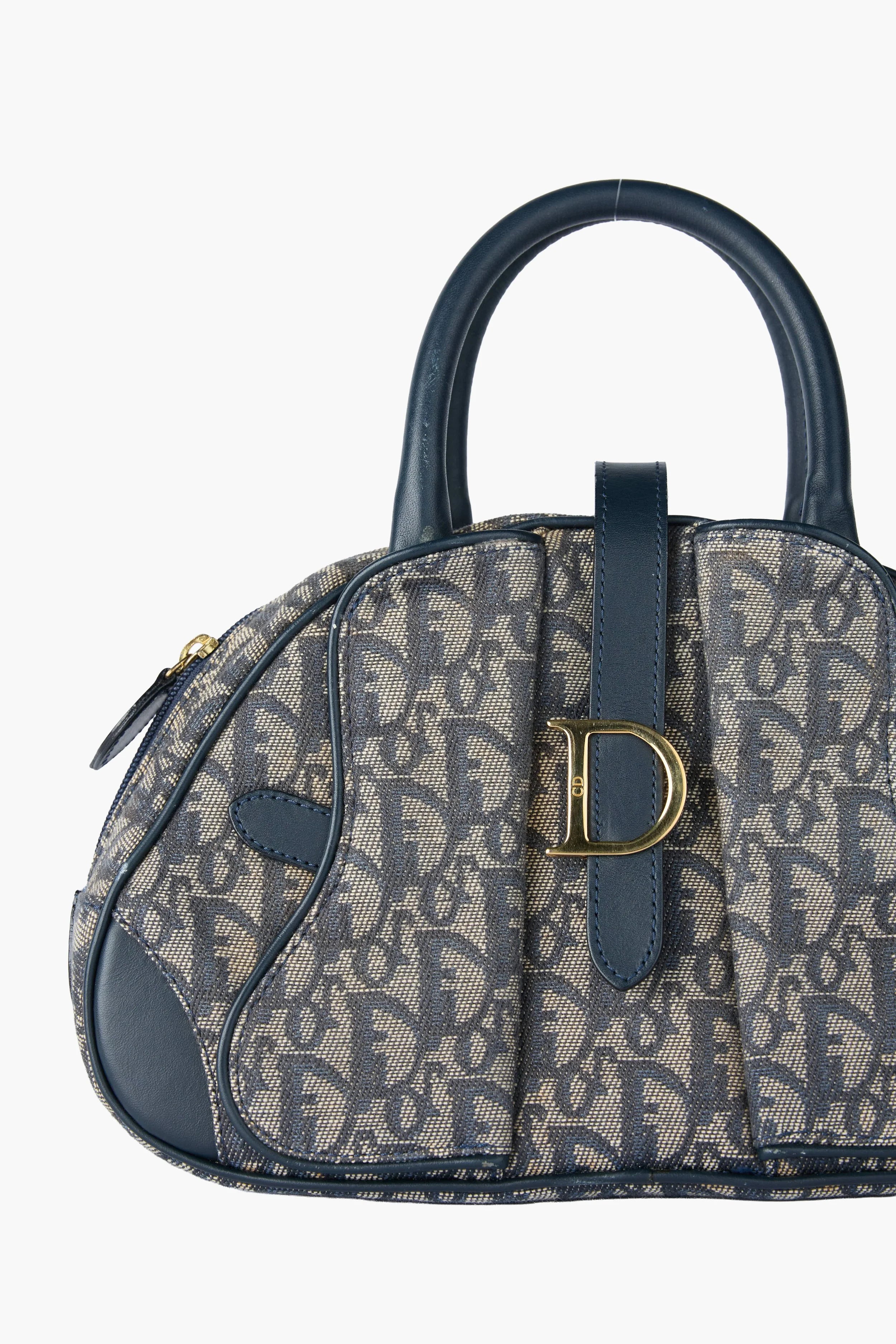 Dior Diorissimo Navy Double Saddle Mini