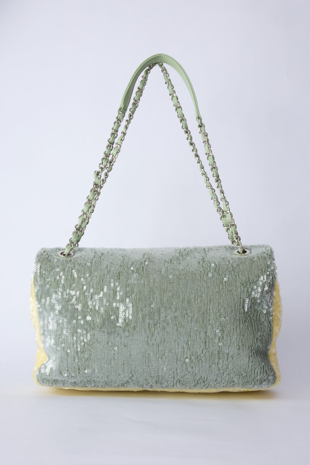CHANEL GREEN SEQUIN WATERFALL JUMBO FLAP