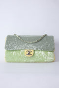 CHANEL GREEN SEQUIN WATERFALL JUMBO FLAP