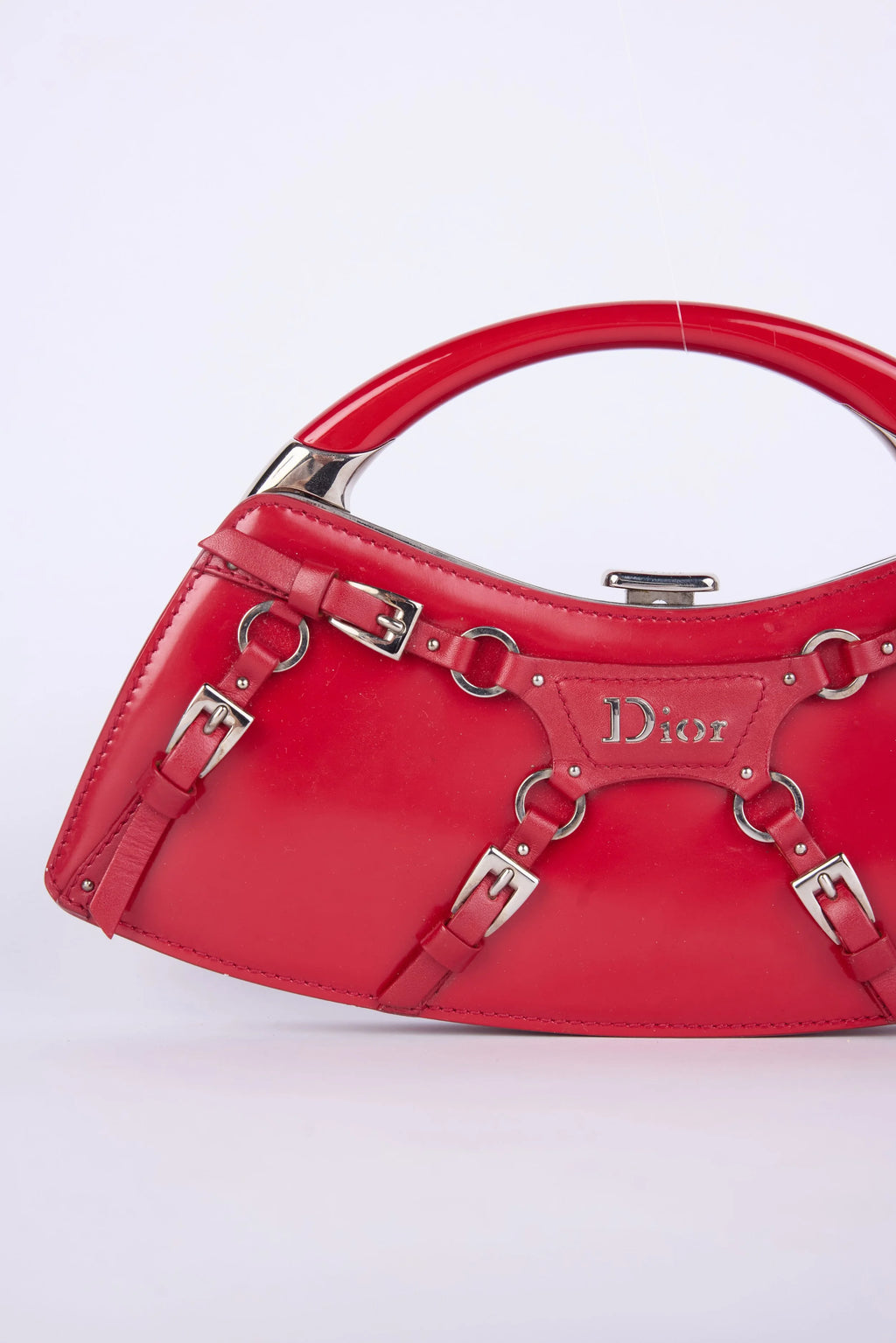 RARE DIOR RED BONDAGE CLUTCH
