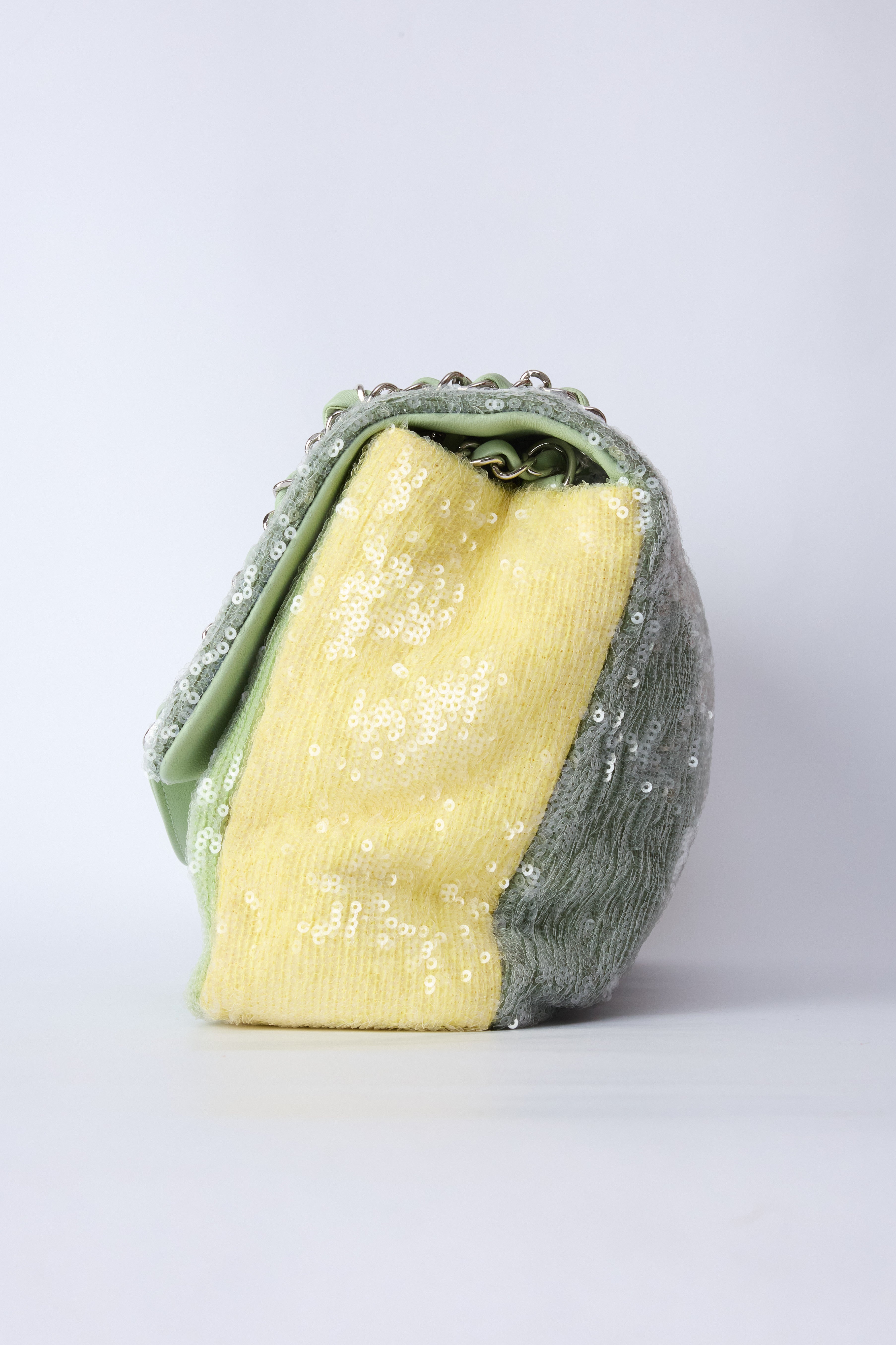CHANEL GREEN SEQUIN WATERFALL JUMBO FLAP