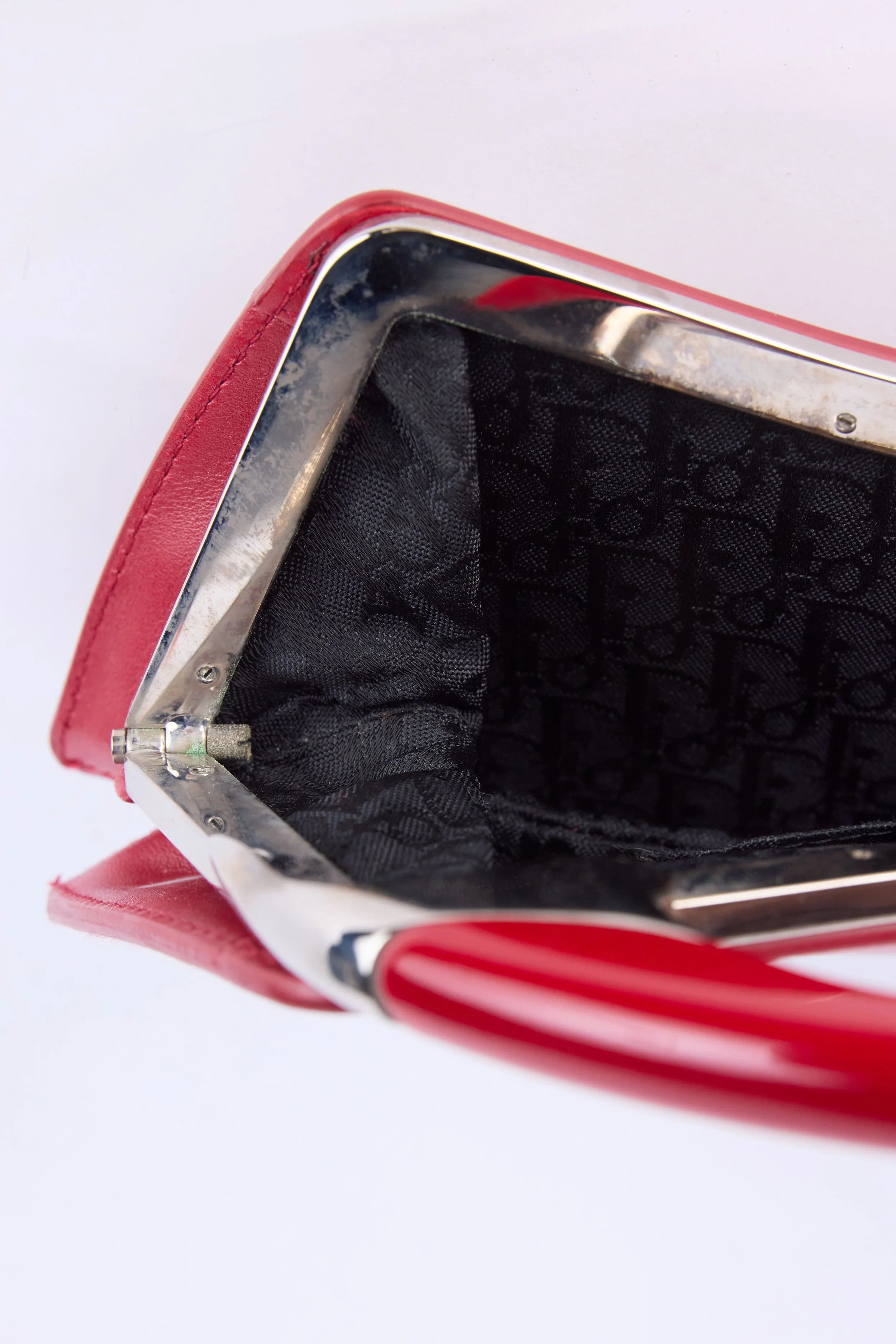 RARE DIOR RED BONDAGE CLUTCH