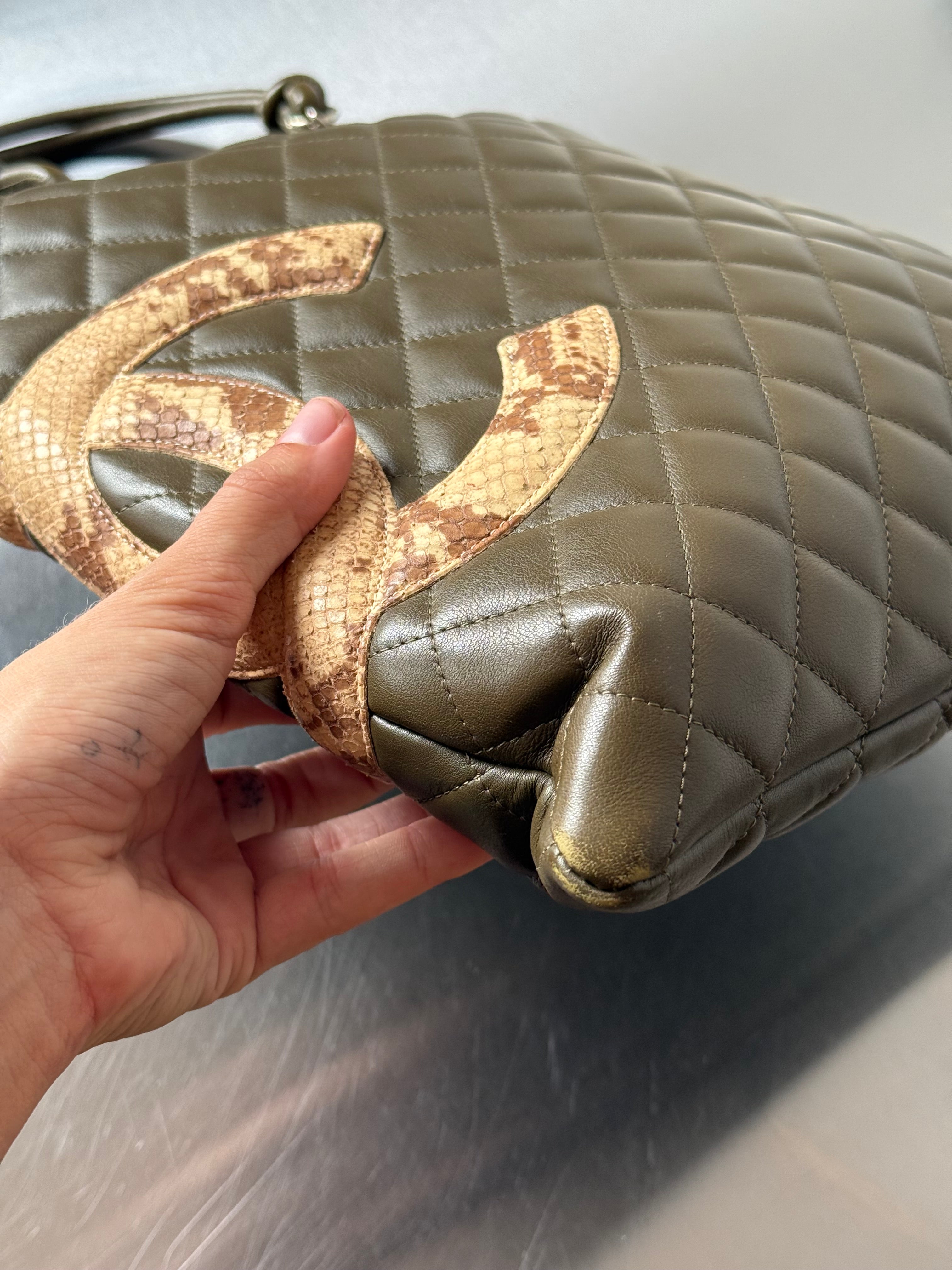 CHANEL KHAKI LIGNE CAMBON TOTE