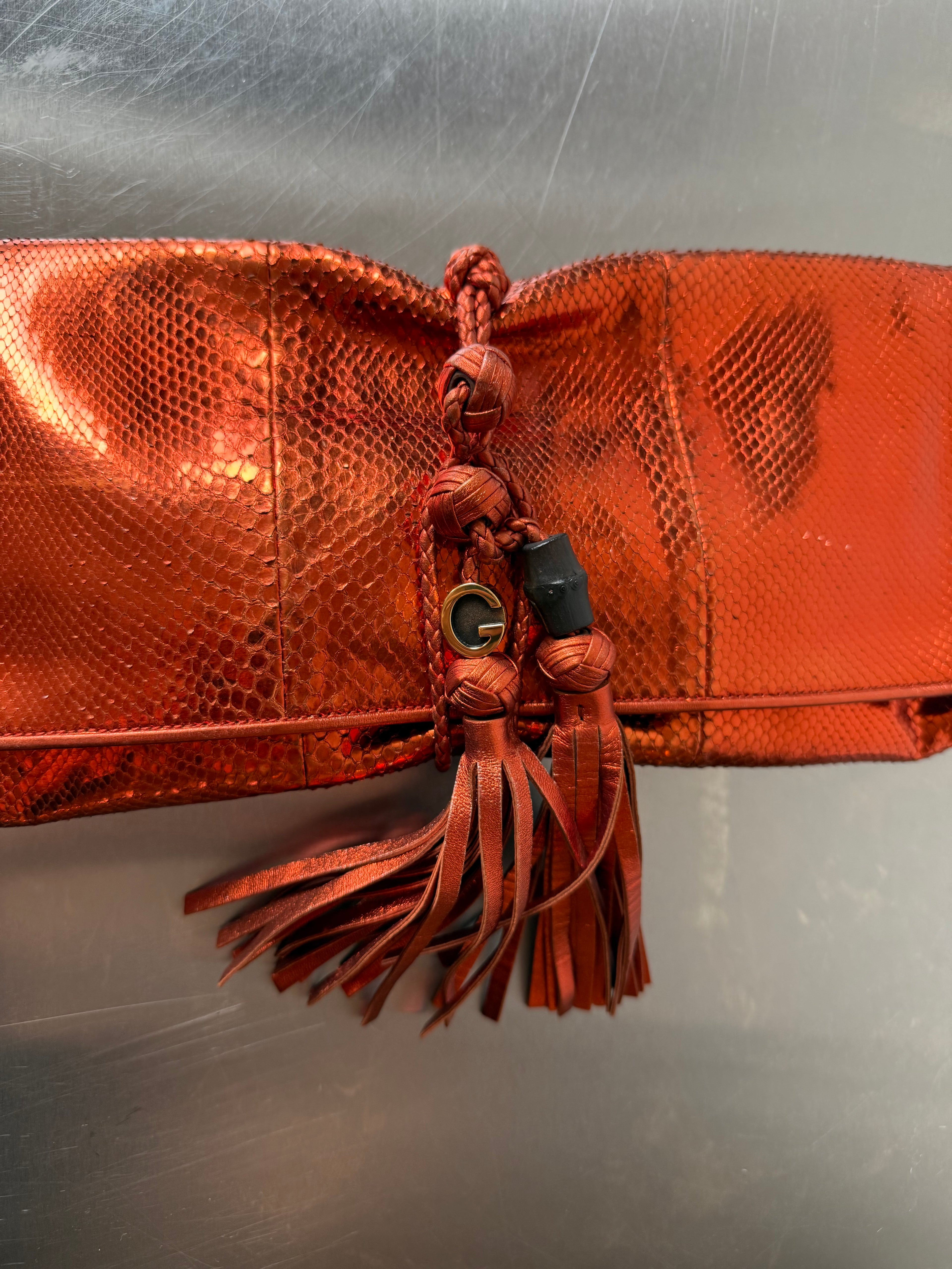 GUCCI METALLIC ORANGE CLUTCH