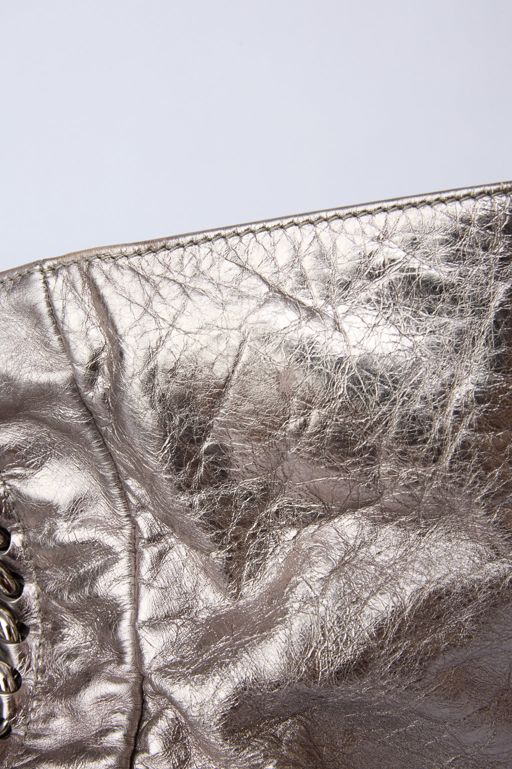 CHANEL METALLIC SILVER LUX LIGNE CHAIN TOTE