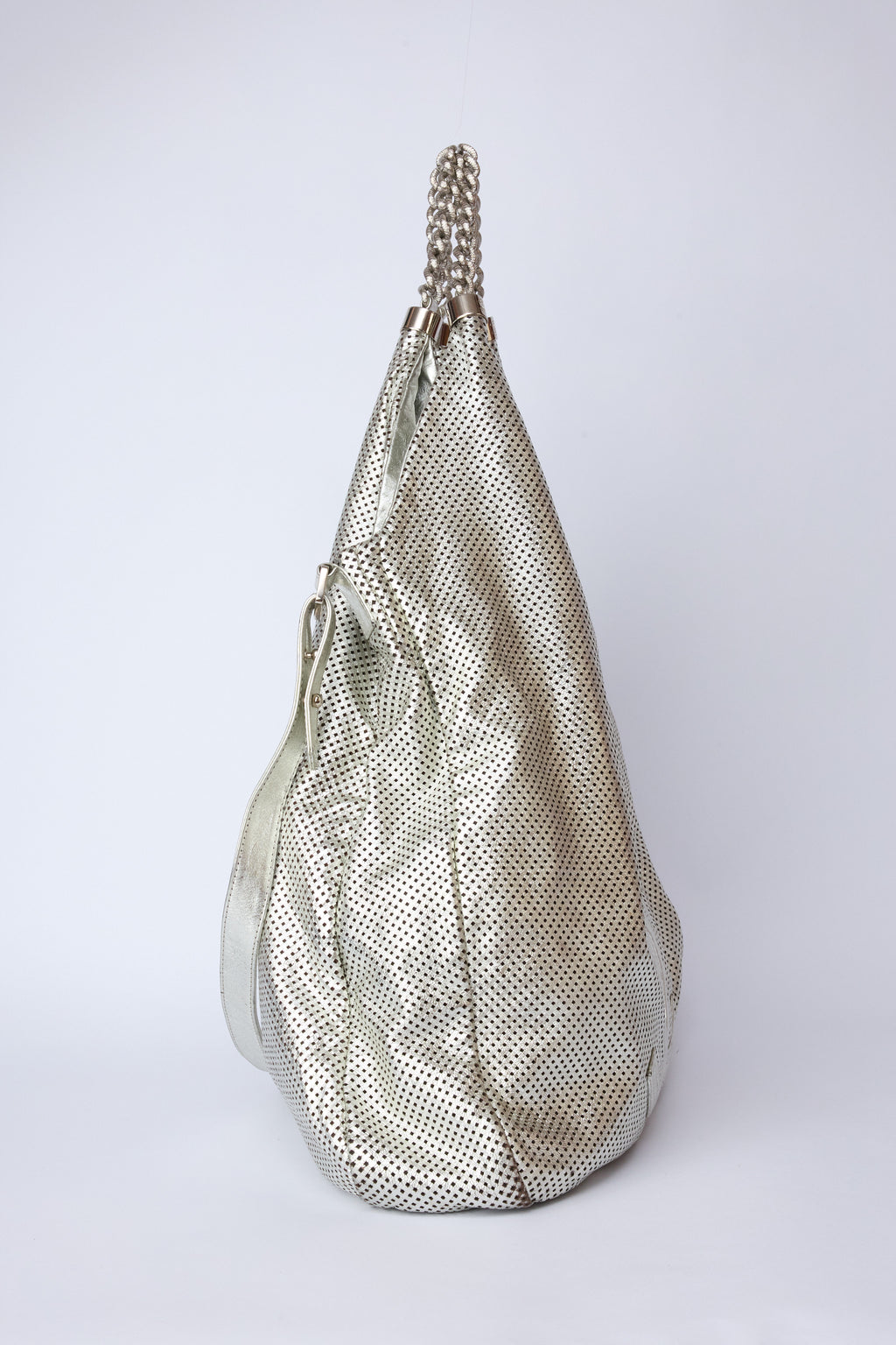 CHANEL METALLIC SILVER PERFORATED RODEO DRIVE XL TOTE