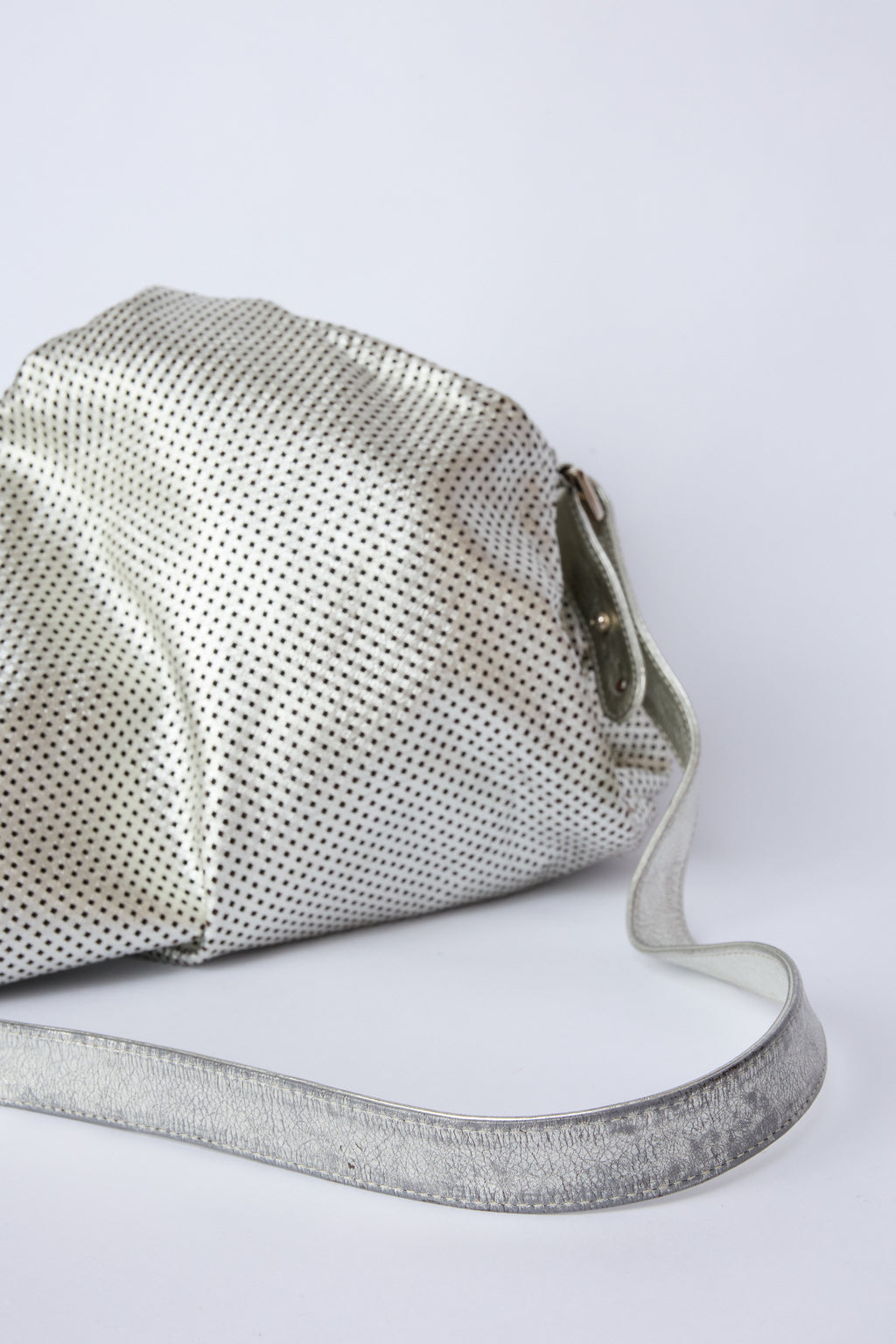CHANEL METALLIC SILVER PERFORATED RODEO DRIVE XL TOTE