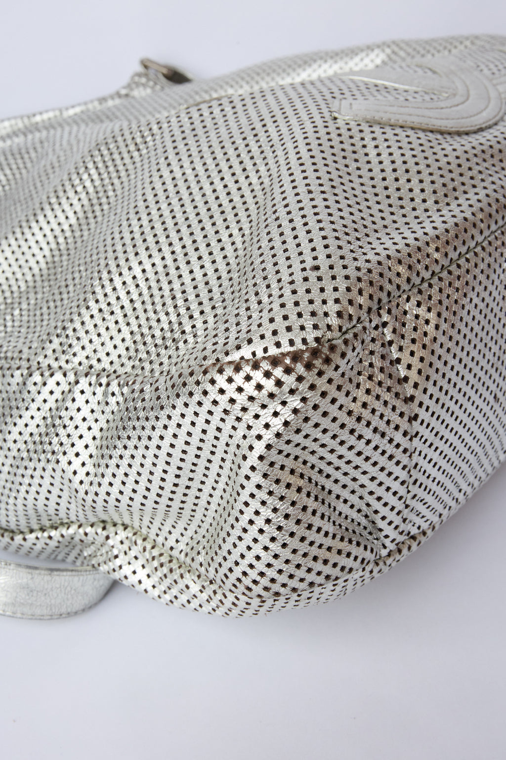 CHANEL METALLIC SILVER PERFORATED RODEO DRIVE XL TOTE
