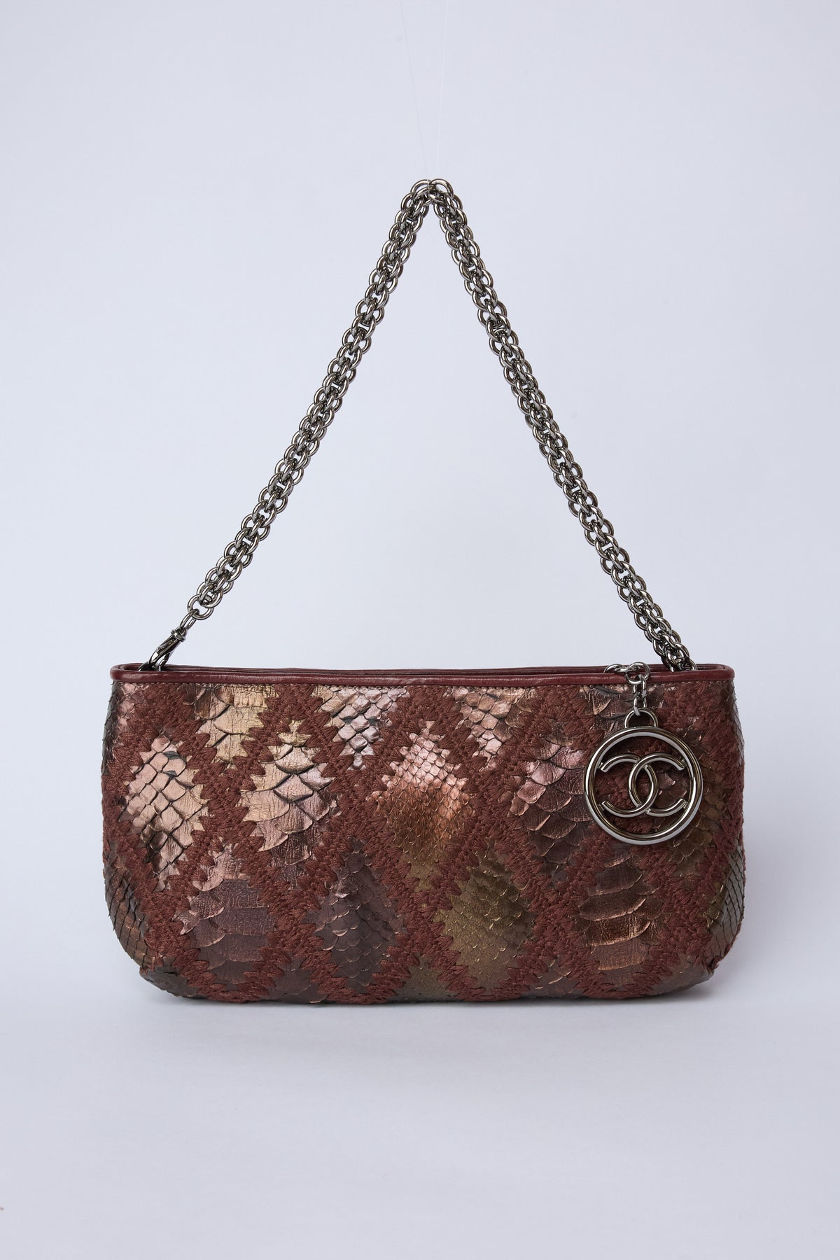 CHANEL PURPLE & BRONZE CROTCHET POCHETTE