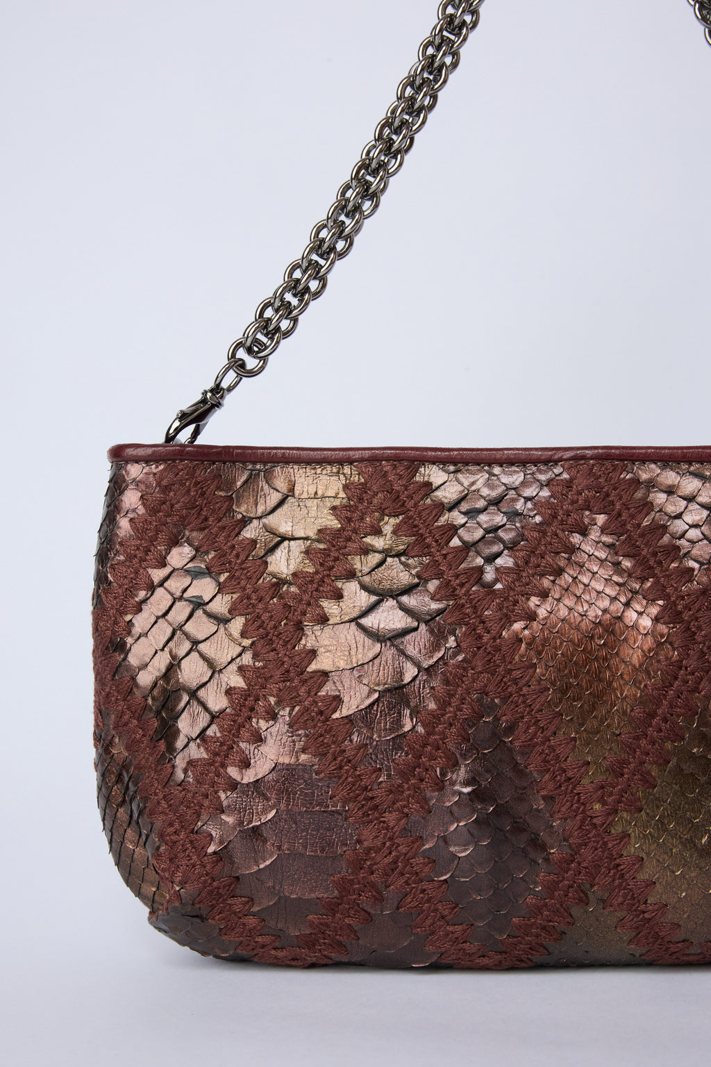 CHANEL PURPLE & BRONZE CROTCHET POCHETTE