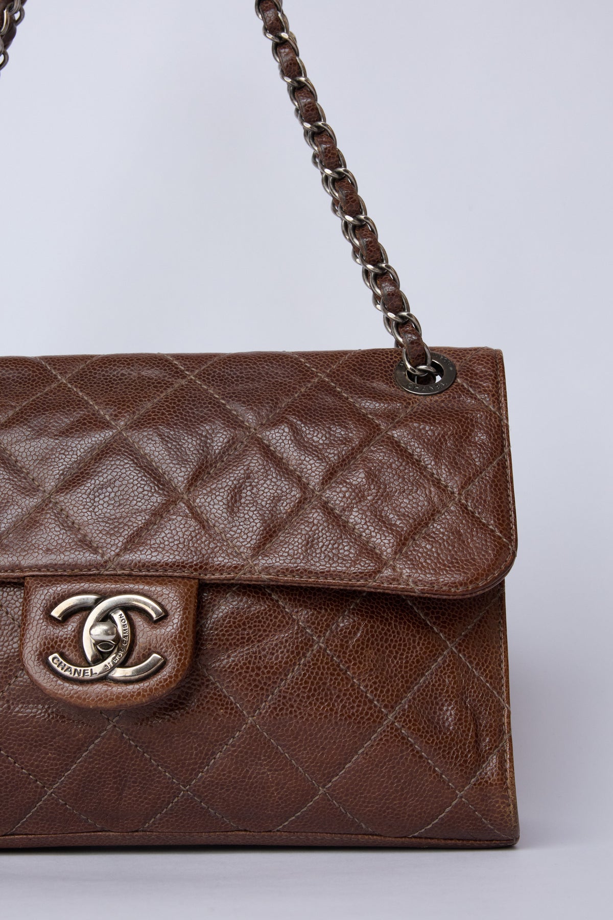 CHANEL PARIS-EDINBURGH BROWN CRAVE FLAP