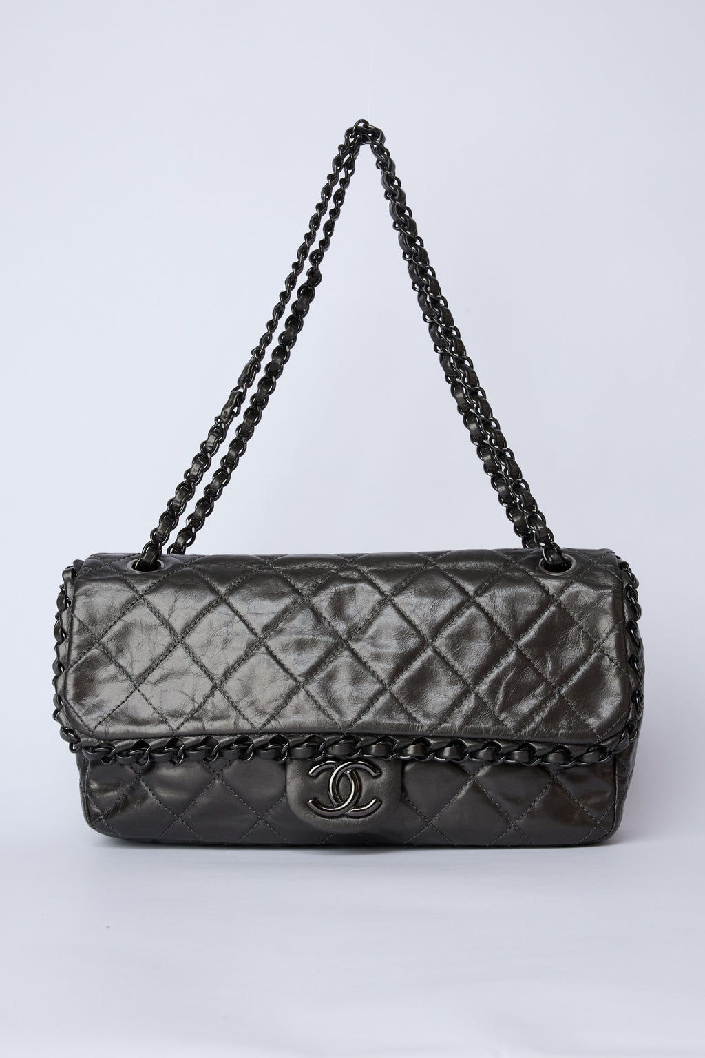 CHANEL CHAIN ME GUNMETAL GREY FLAP