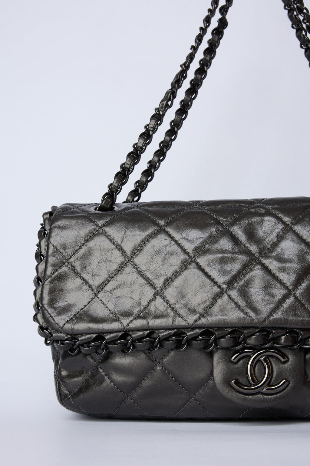 CHANEL CHAIN ME GUNMETAL GREY FLAP
