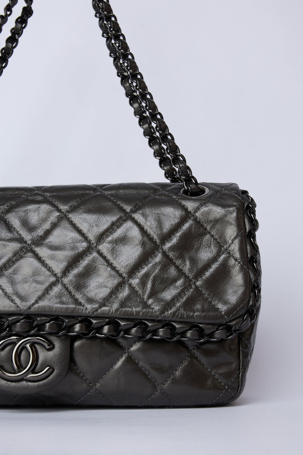 CHANEL CHAIN ME GUNMETAL GREY FLAP