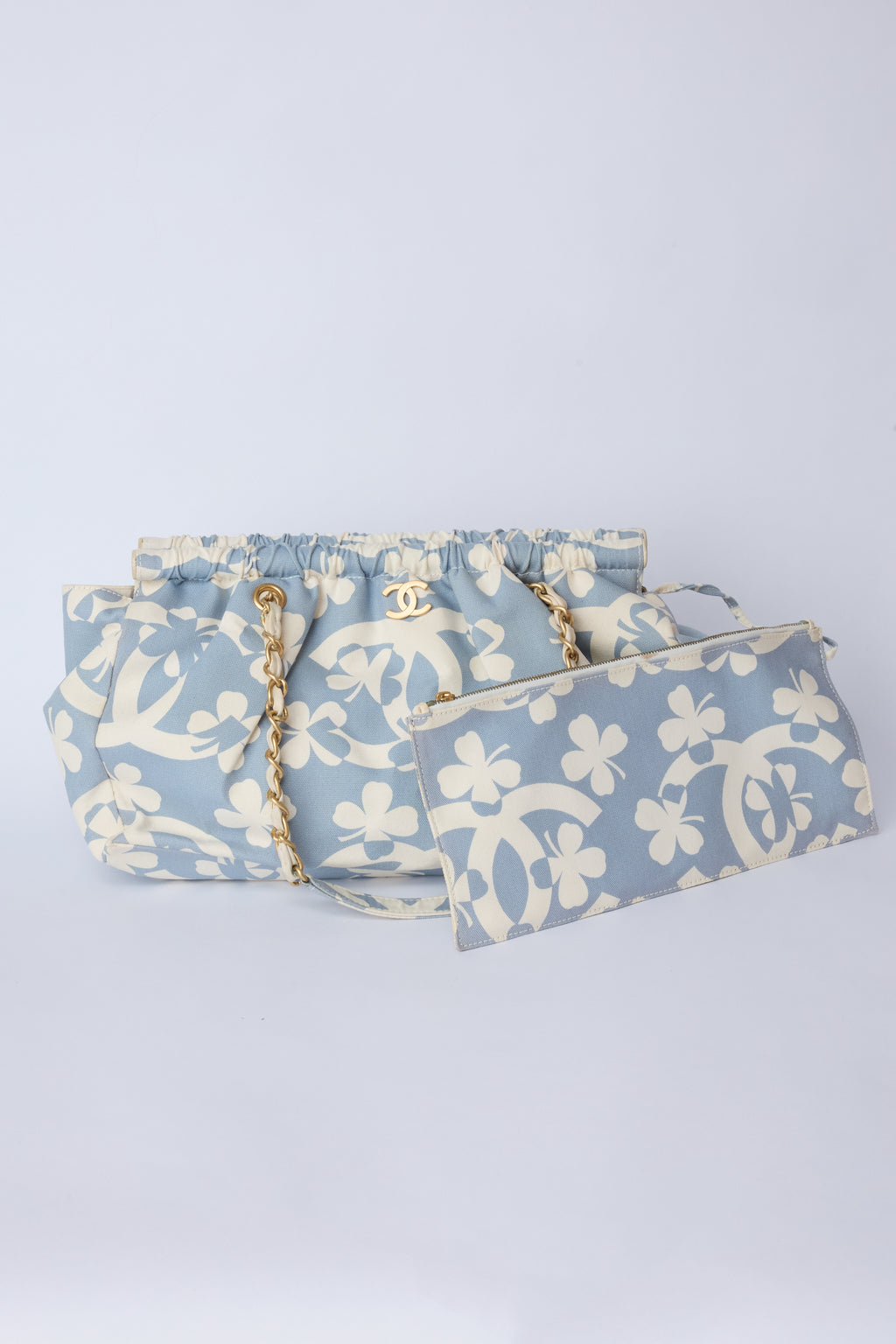 CHANEL CLOVER BLUE CANVAS TOTE