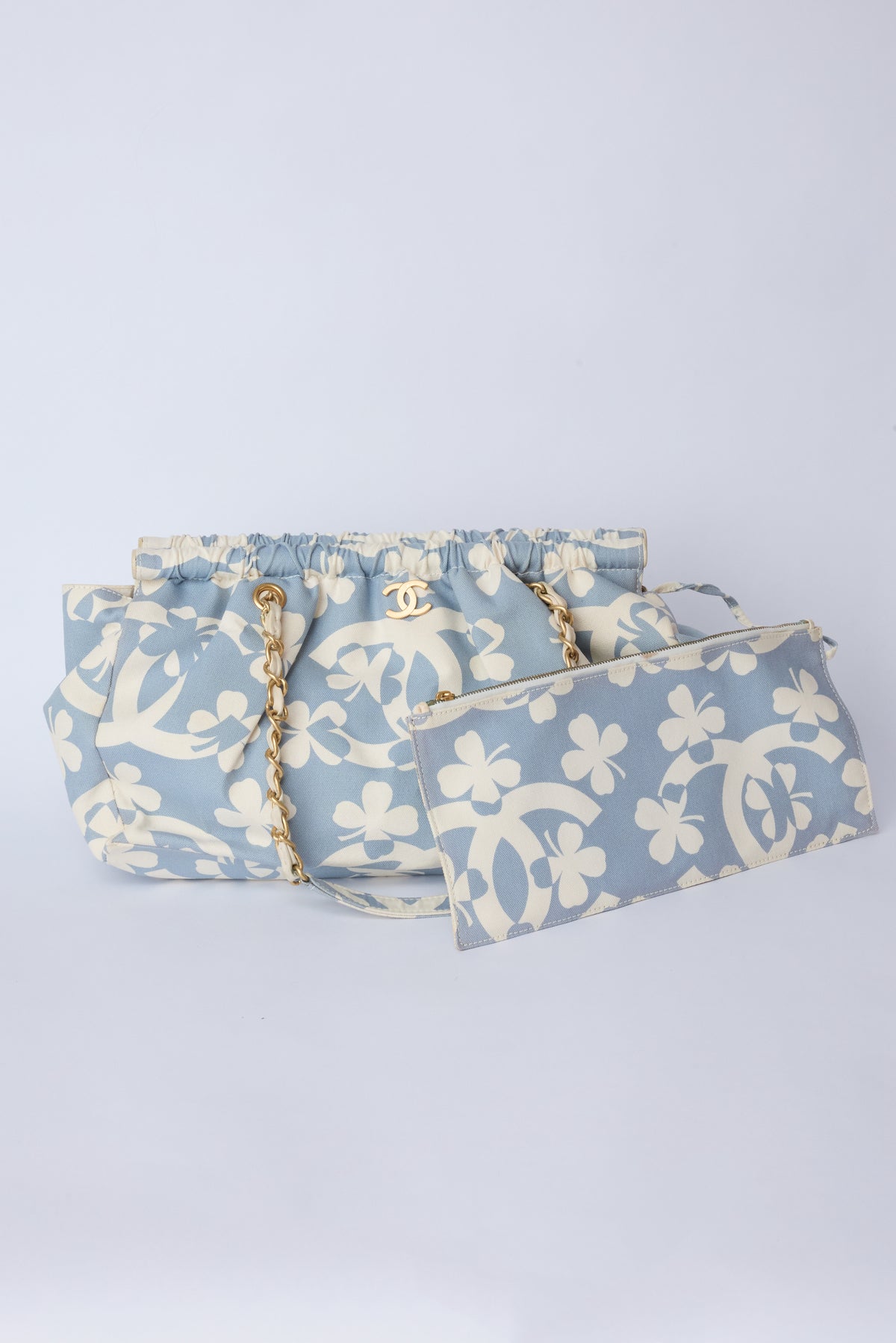 CHANEL CLOVER BLUE CANVAS TOTE