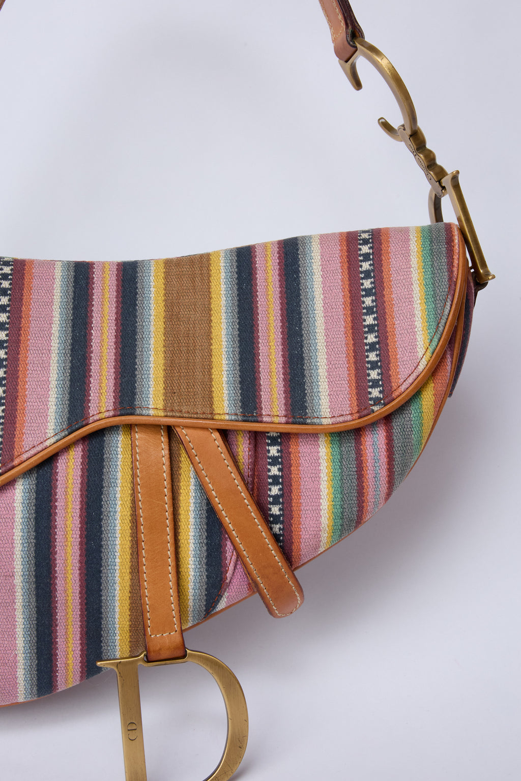 RARE DIOR MUTLICOLOR STRIPED SADDLE