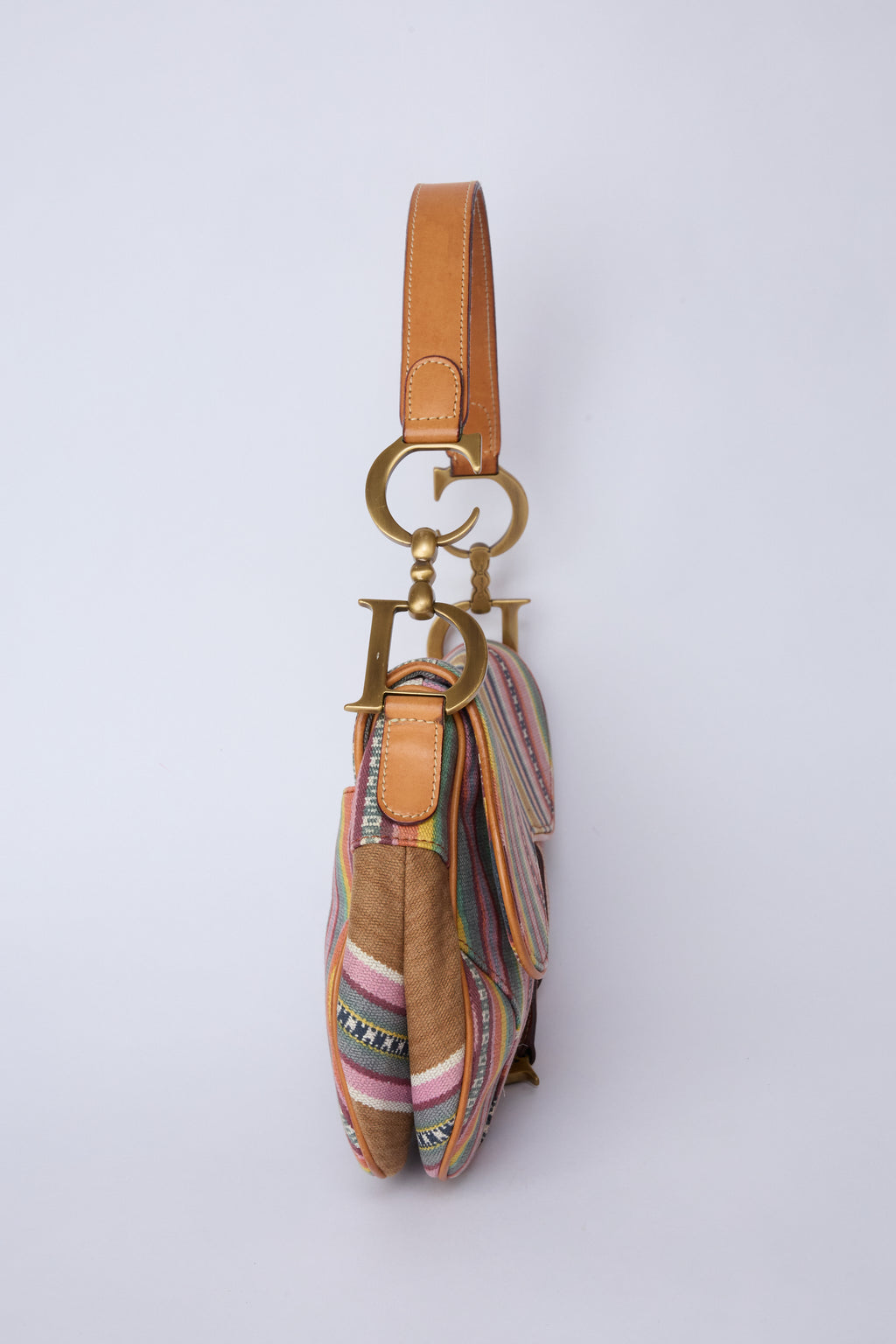 RARE DIOR MUTLICOLOR STRIPED SADDLE
