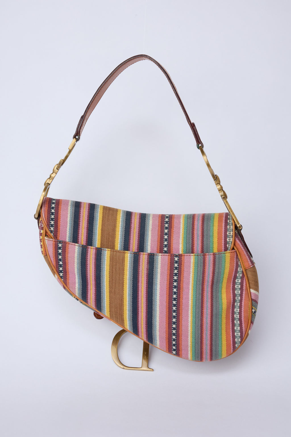 RARE DIOR MUTLICOLOR STRIPED SADDLE