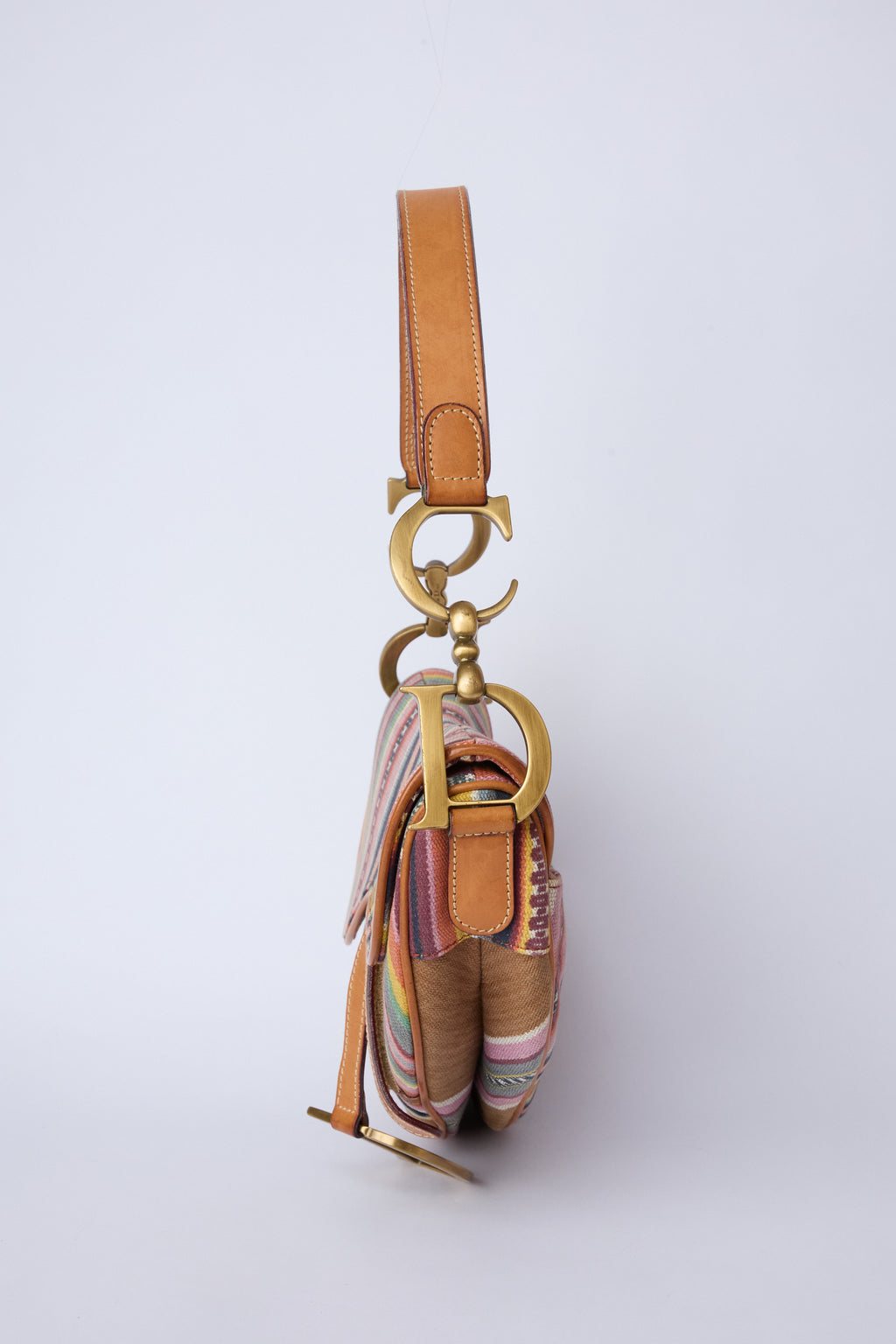 RARE DIOR MUTLICOLOR STRIPED SADDLE