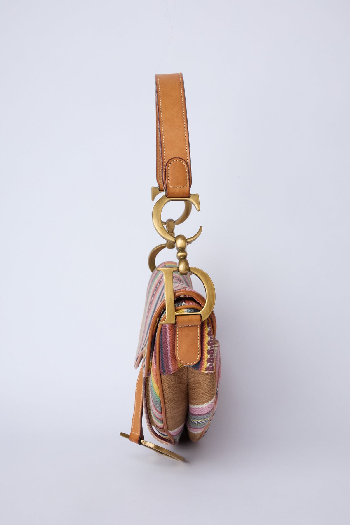 RARE DIOR MUTLICOLOR STRIPED SADDLE