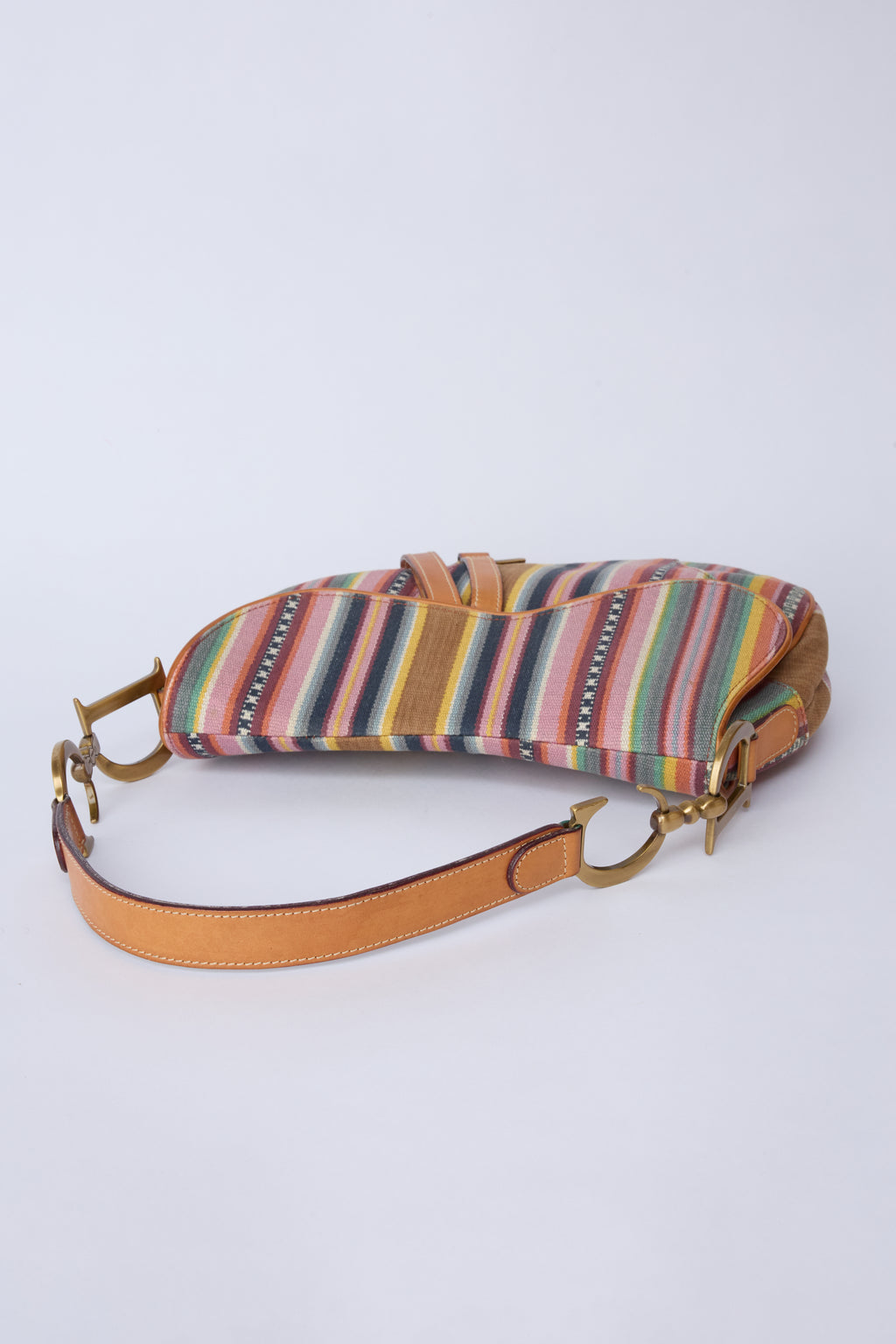 RARE DIOR MUTLICOLOR STRIPED SADDLE