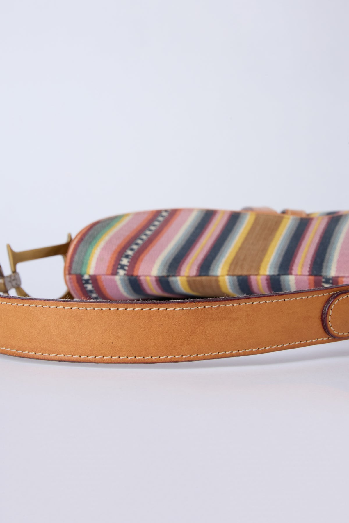 RARE DIOR MUTLICOLOR STRIPED SADDLE