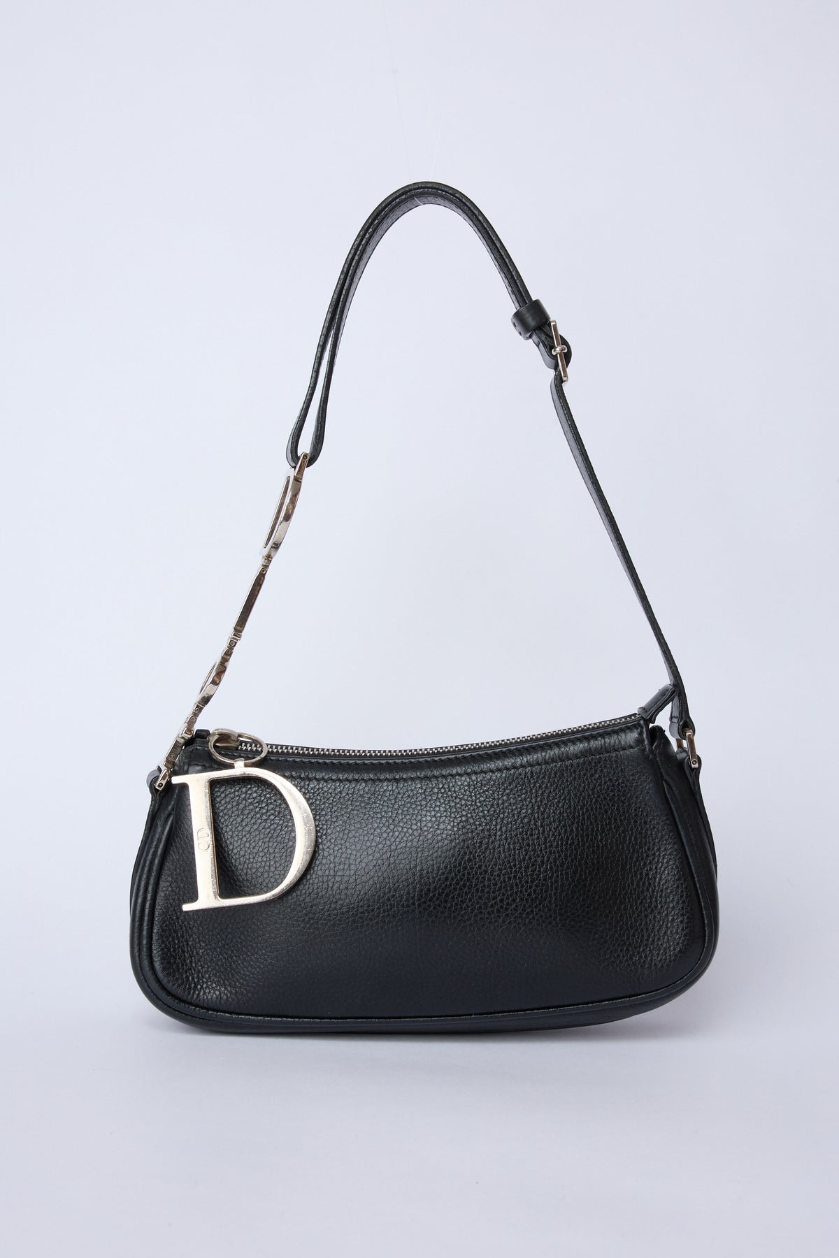 DIOR DIORISSIMO BLACK SPELLOUT CHARM POCHETTE