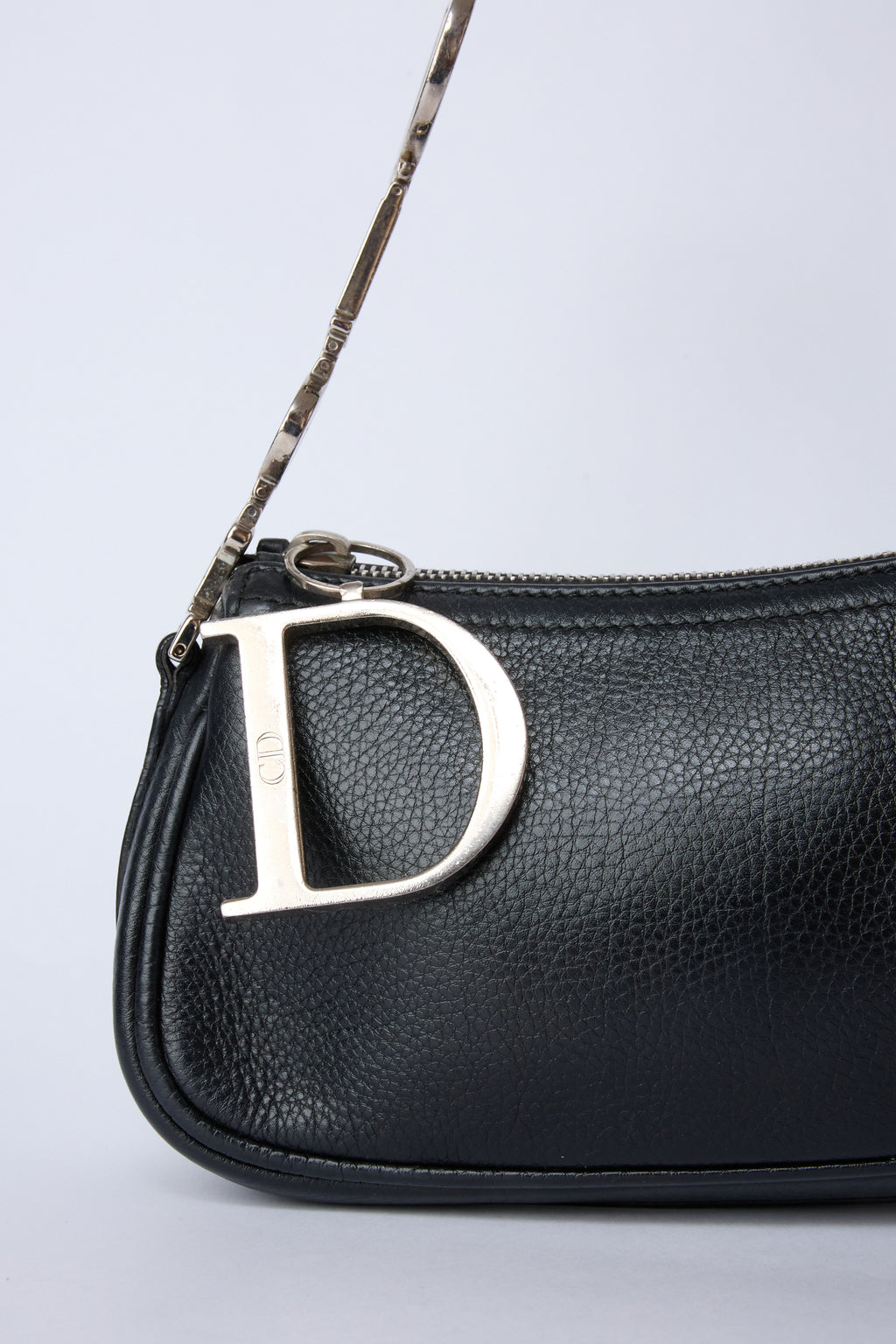 DIOR DIORISSIMO BLACK SPELLOUT CHARM POCHETTE
