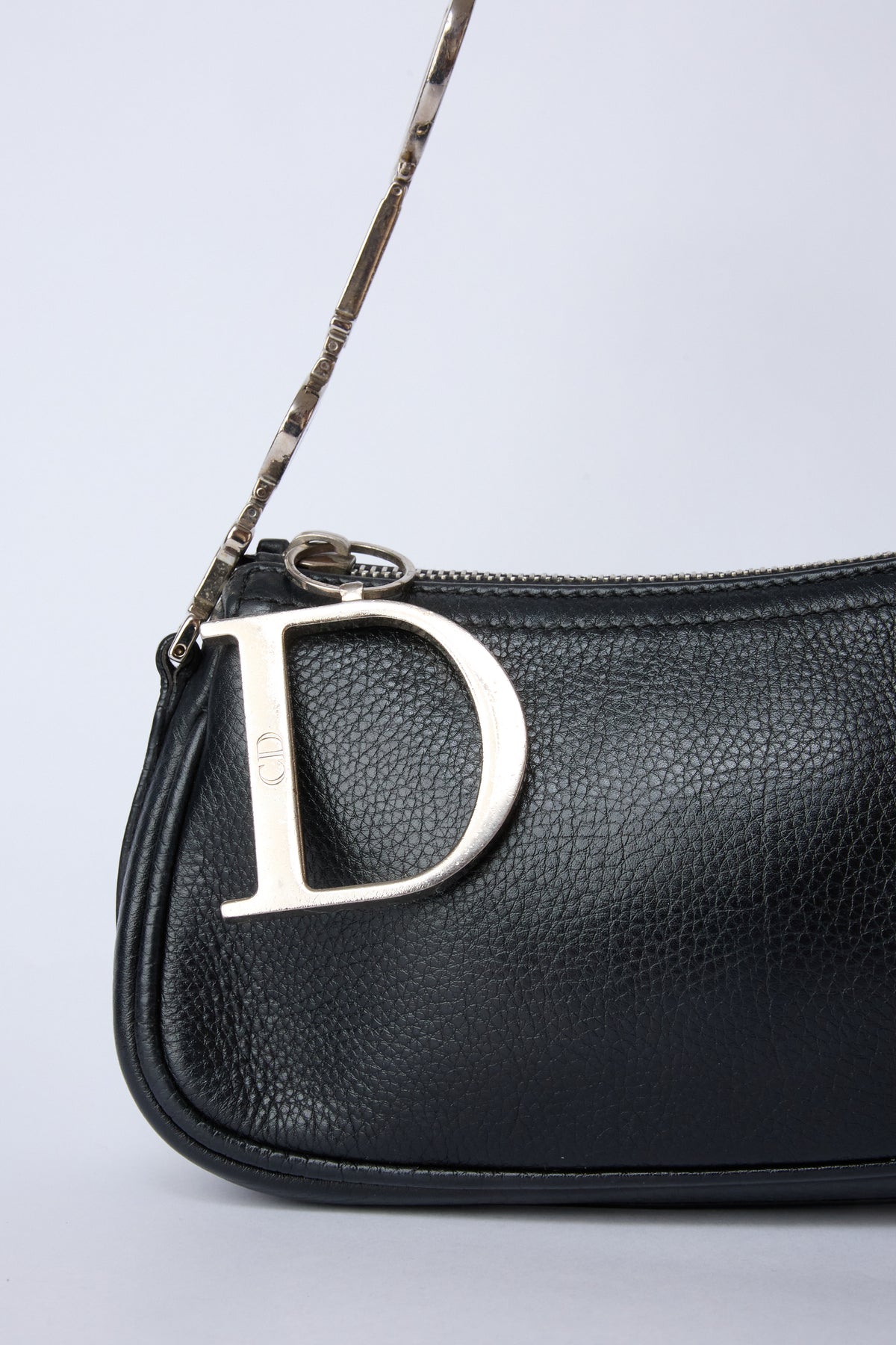 DIOR DIORISSIMO BLACK SPELLOUT CHARM POCHETTE