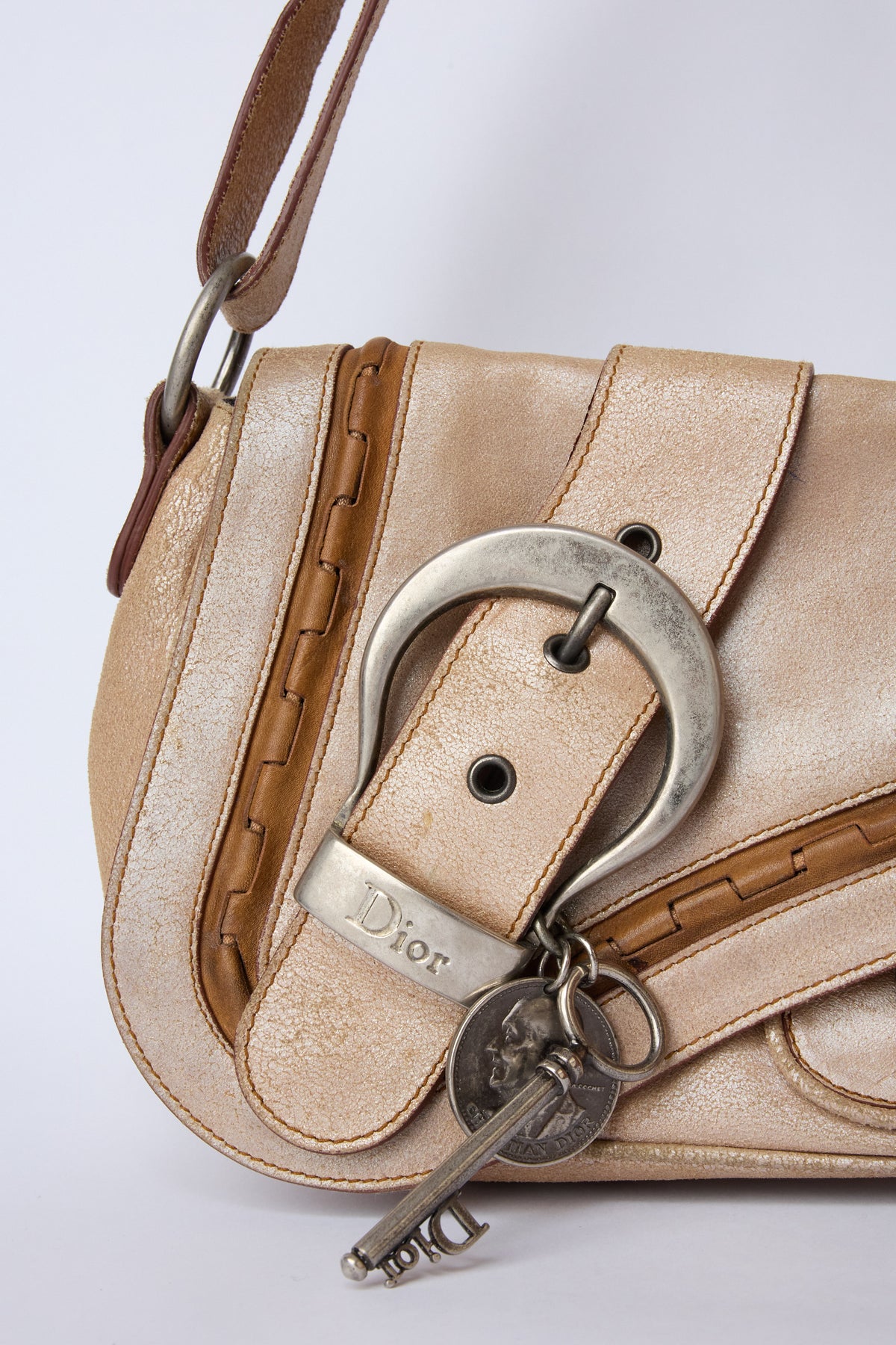 DIOR METALLIC MINI GAUCHO SADDLE