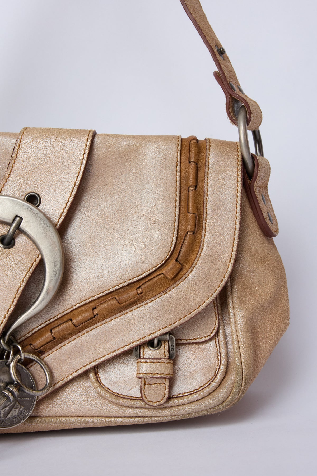 DIOR METALLIC MINI GAUCHO SADDLE