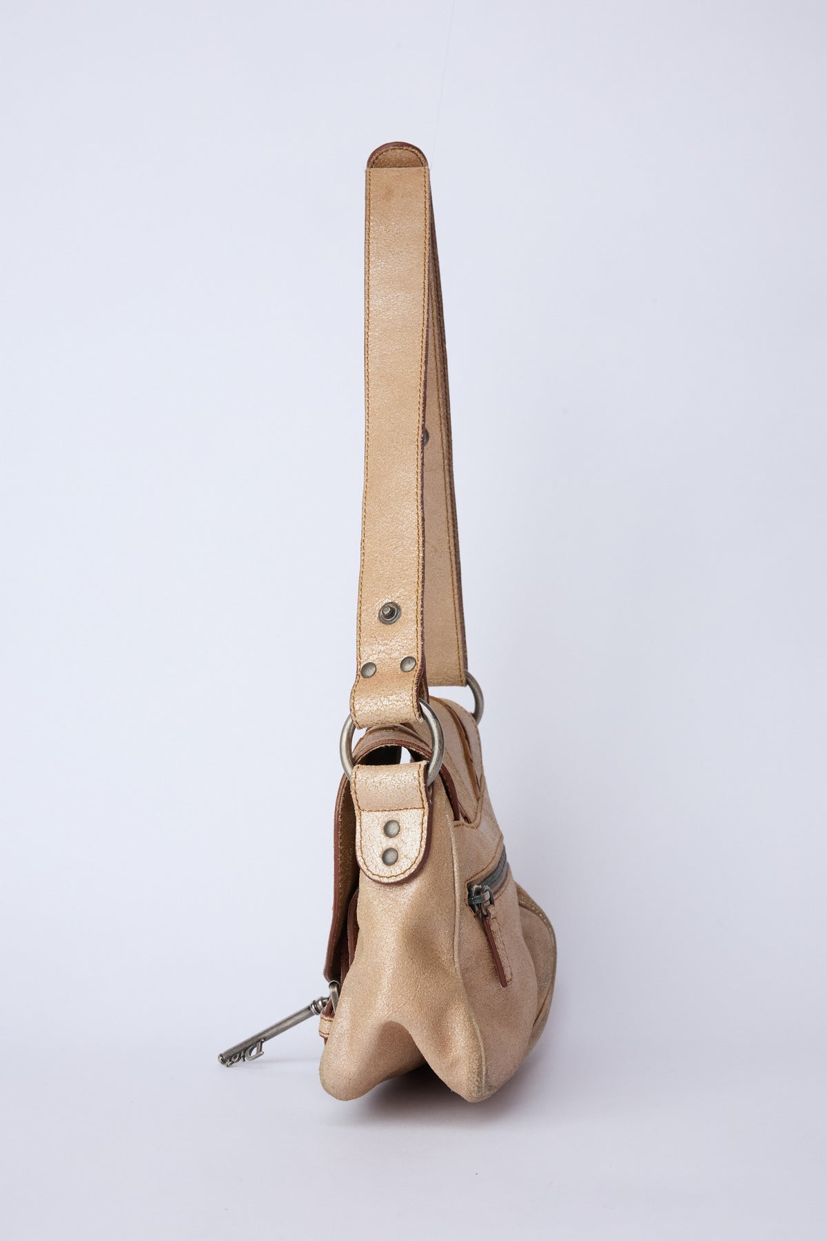 DIOR METALLIC MINI GAUCHO SADDLE